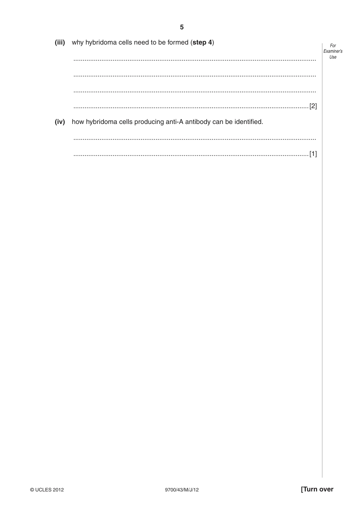 Cambridge A Level Biology 9700 2012 May/June Paper 4 · Variant 3 question paper, page 5 of 28