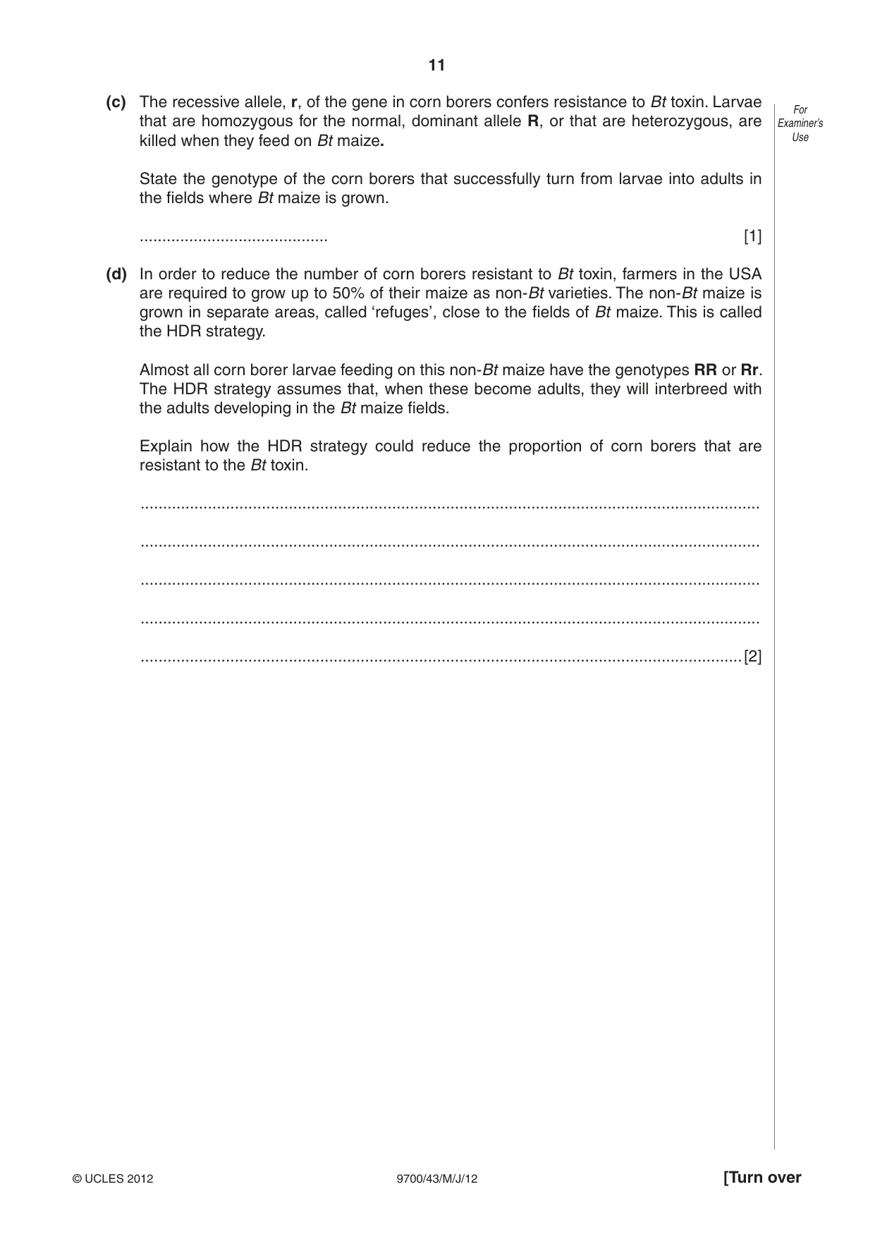 Cambridge A Level Biology 9700 2012 May/June Paper 4 · Variant 3 question paper, page 11 of 28