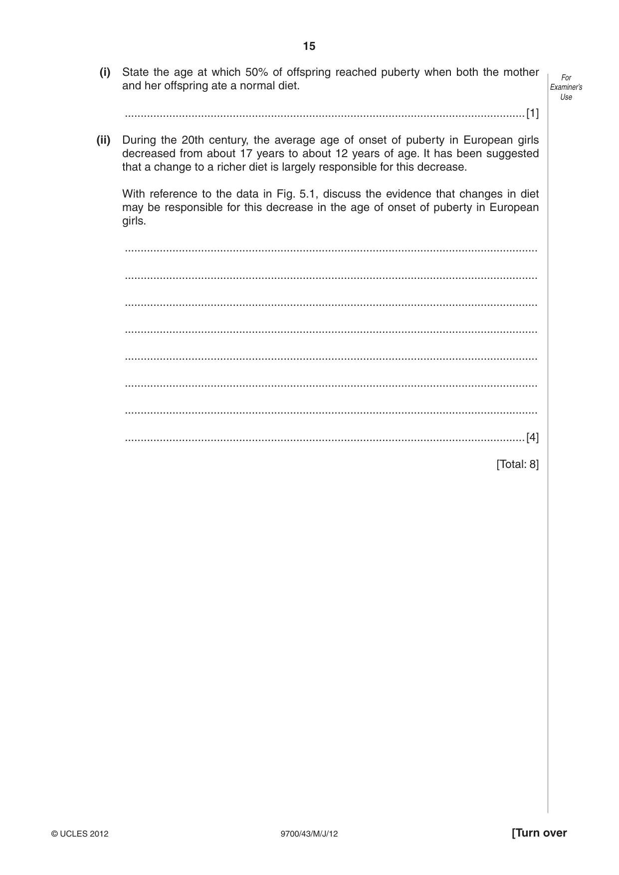 Cambridge A Level Biology 9700 2012 May/June Paper 4 · Variant 3 question paper, page 15 of 28