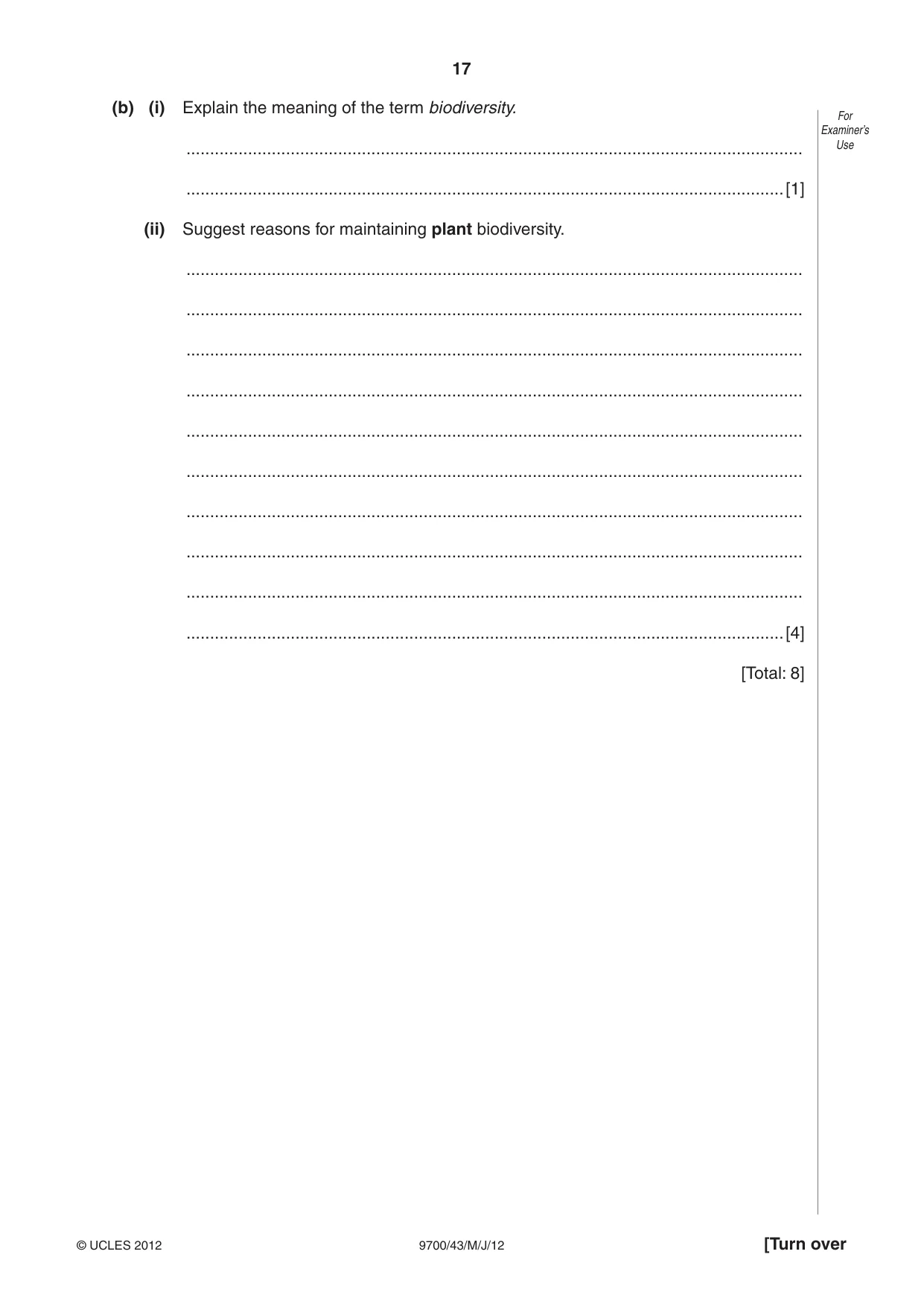Cambridge A Level Biology 9700 2012 May/June Paper 4 · Variant 3 question paper, page 17 of 28