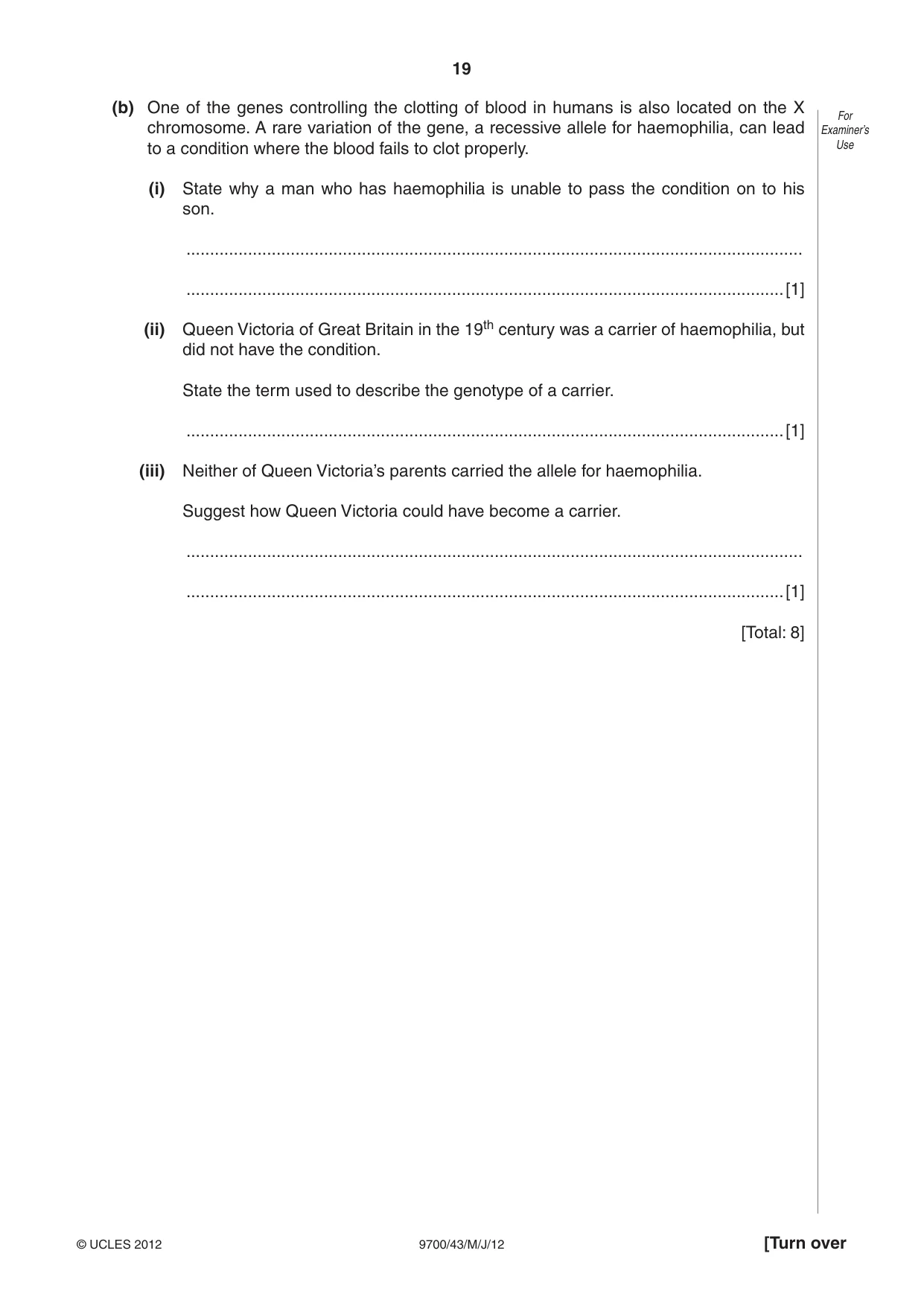 Cambridge A Level Biology 9700 2012 May/June Paper 4 · Variant 3 question paper, page 19 of 28