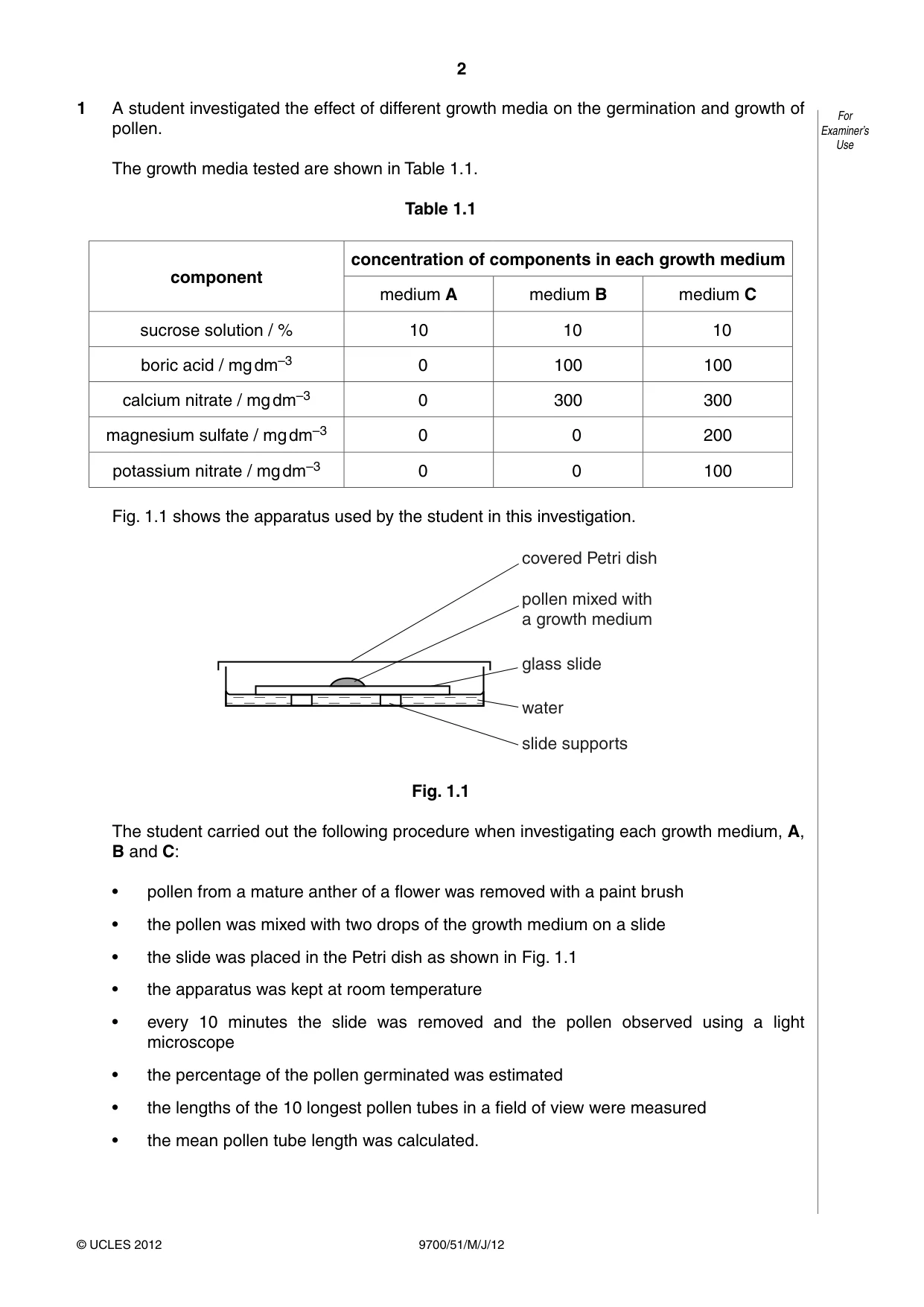 Cambridge A Level Biology 9700 2012 May/June Paper 5 · Variant 1 question paper, page 2 of 8