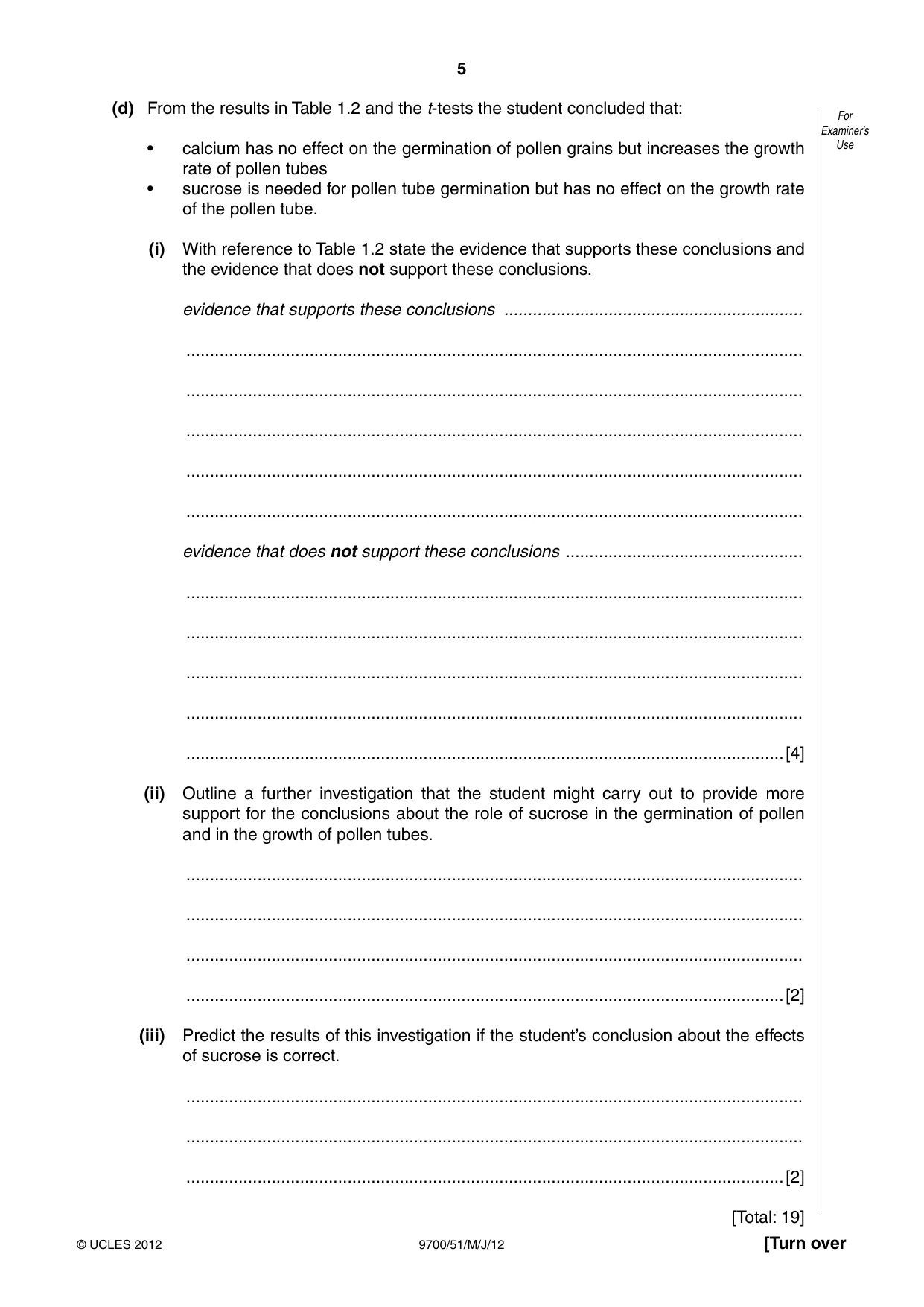 Cambridge A Level Biology 9700 2012 May/June Paper 5 · Variant 1 question paper, page 5 of 8