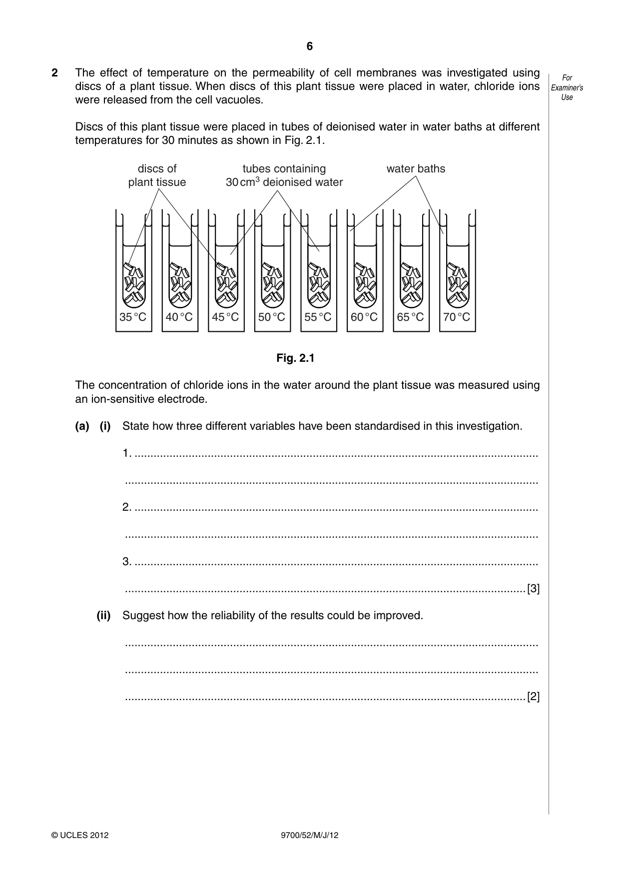 Cambridge A Level Biology 9700 2012 May/June Paper 5 · Variant 2 question paper, page 6 of 8