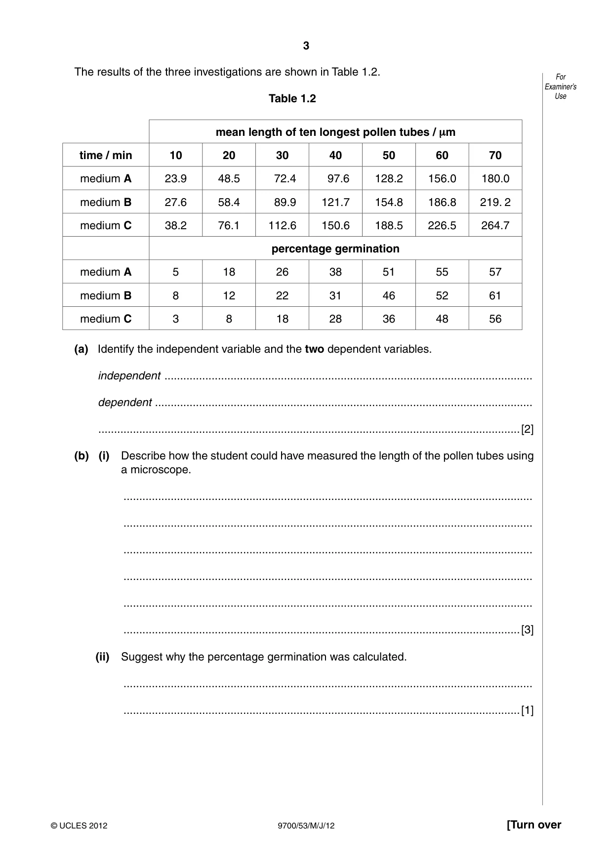 Cambridge A Level Biology 9700 2012 May/June Paper 5 · Variant 3 question paper, page 3 of 8