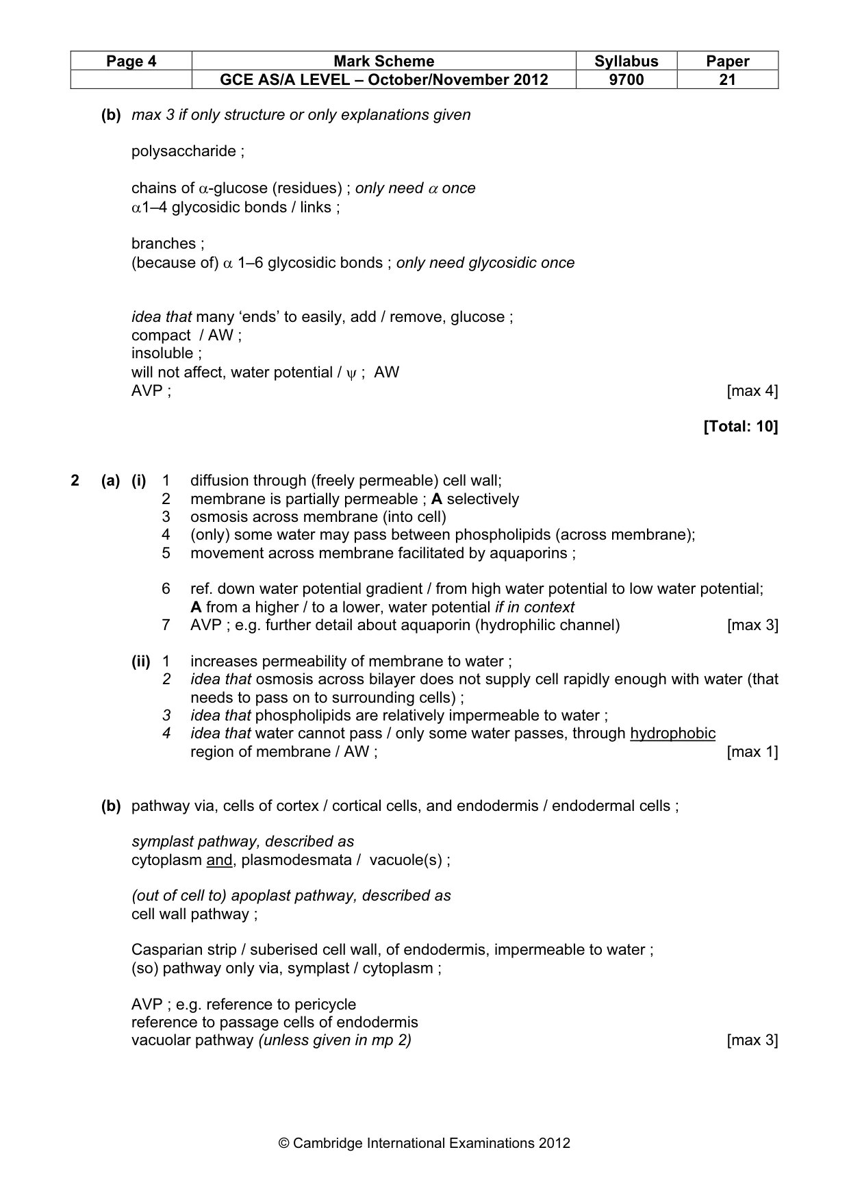Mark scheme, page 4 of 7