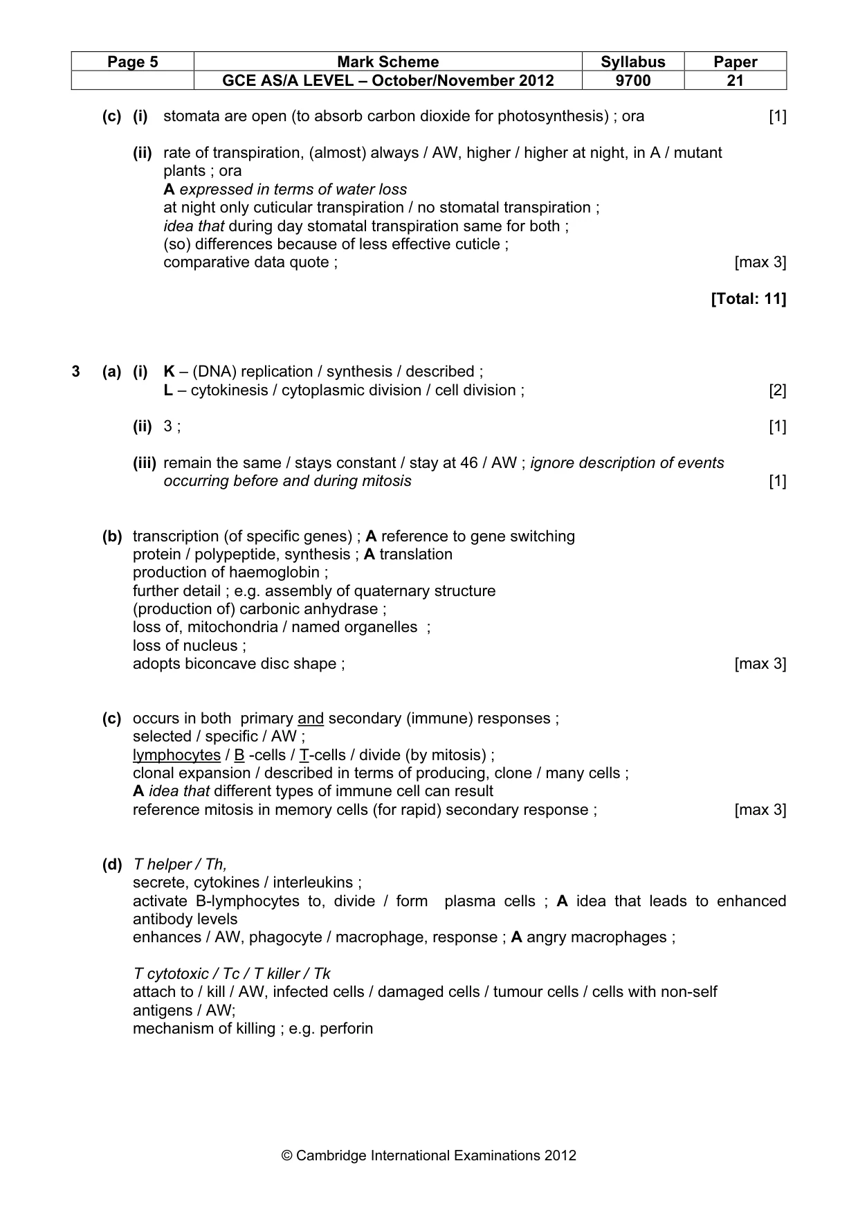 Mark scheme, page 5 of 7