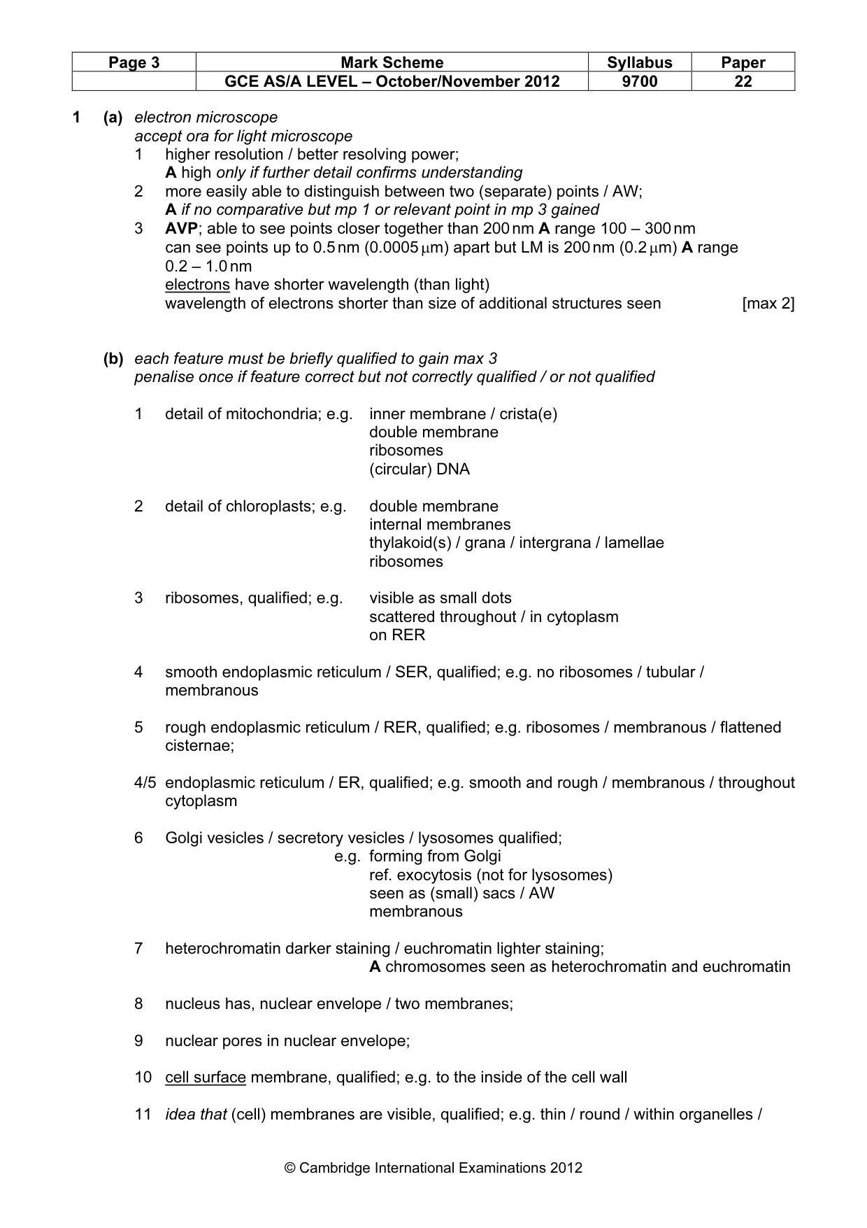 Mark scheme, page 3 of 9