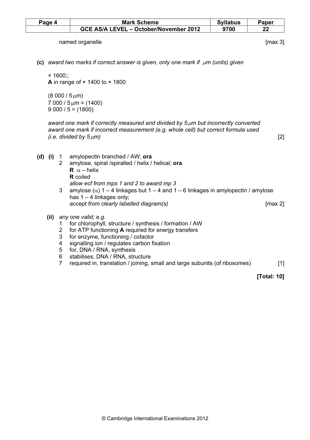 Mark scheme, page 4 of 9
