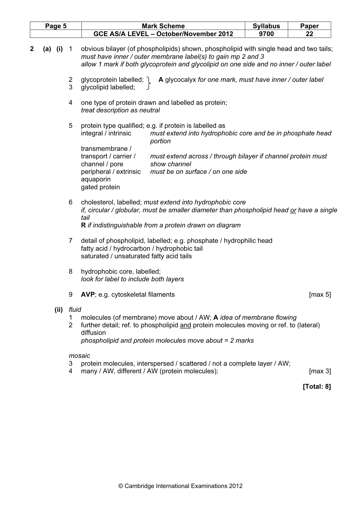 Mark scheme, page 5 of 9