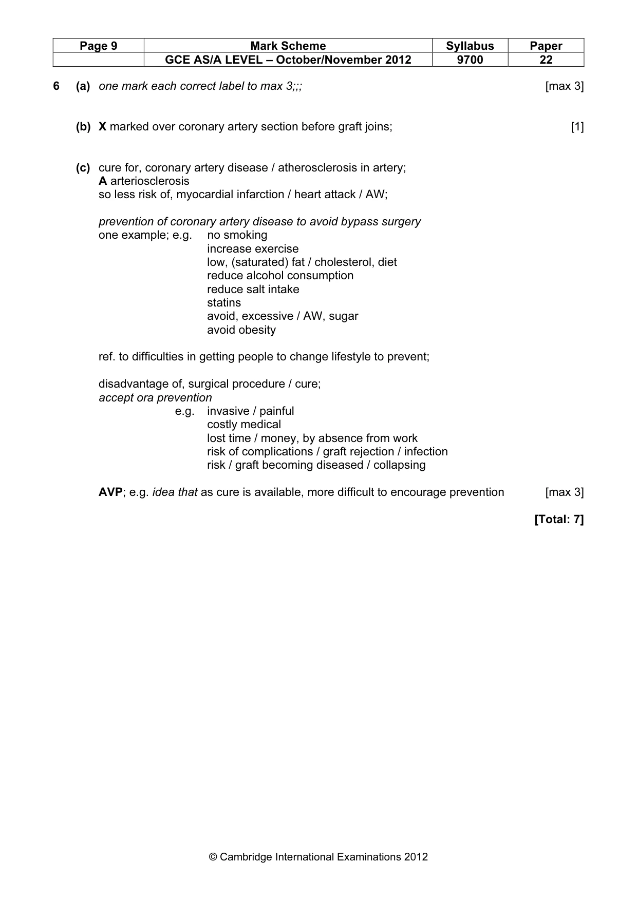 Mark scheme, page 9 of 9