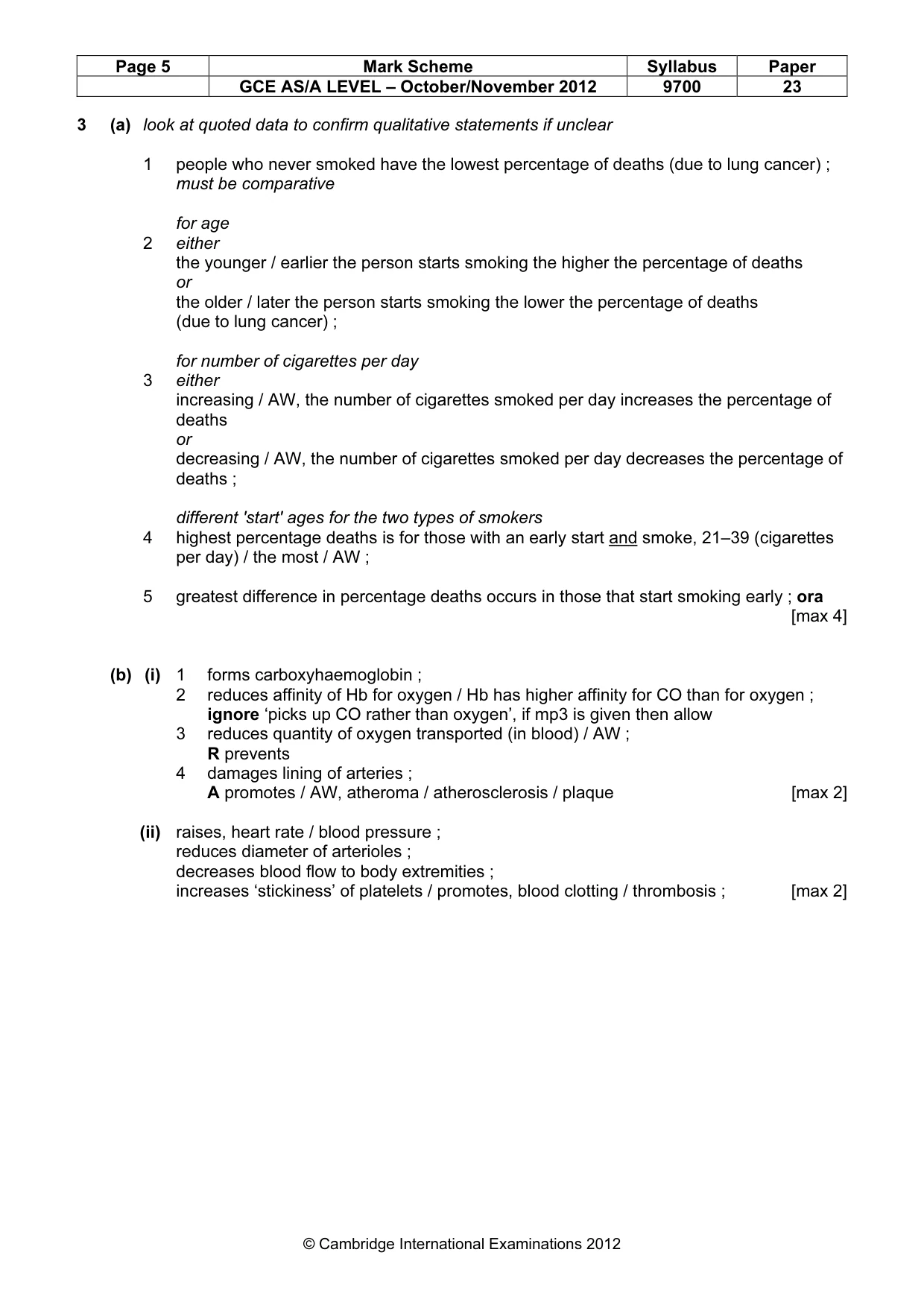 Mark scheme, page 5 of 8