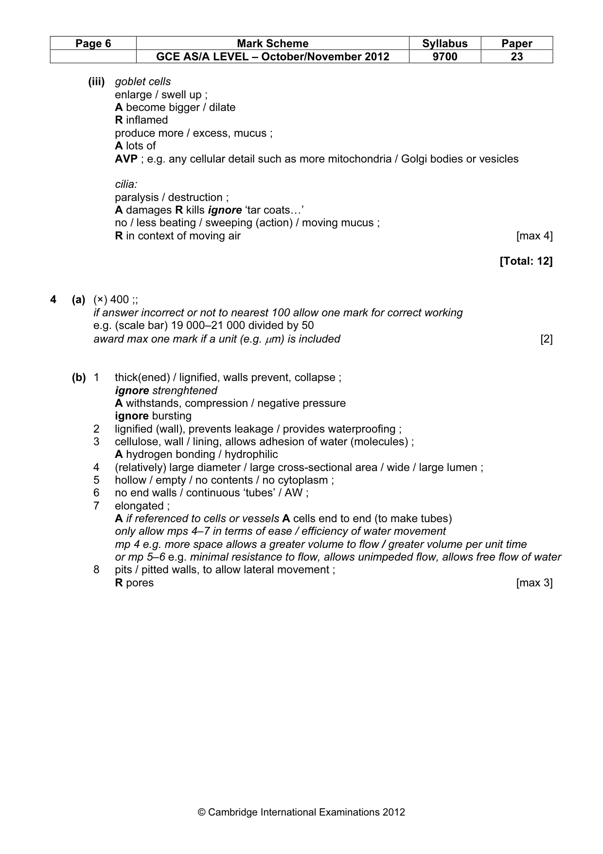 Mark scheme, page 6 of 8