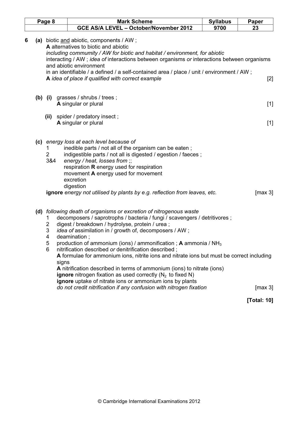 Mark scheme, page 8 of 8