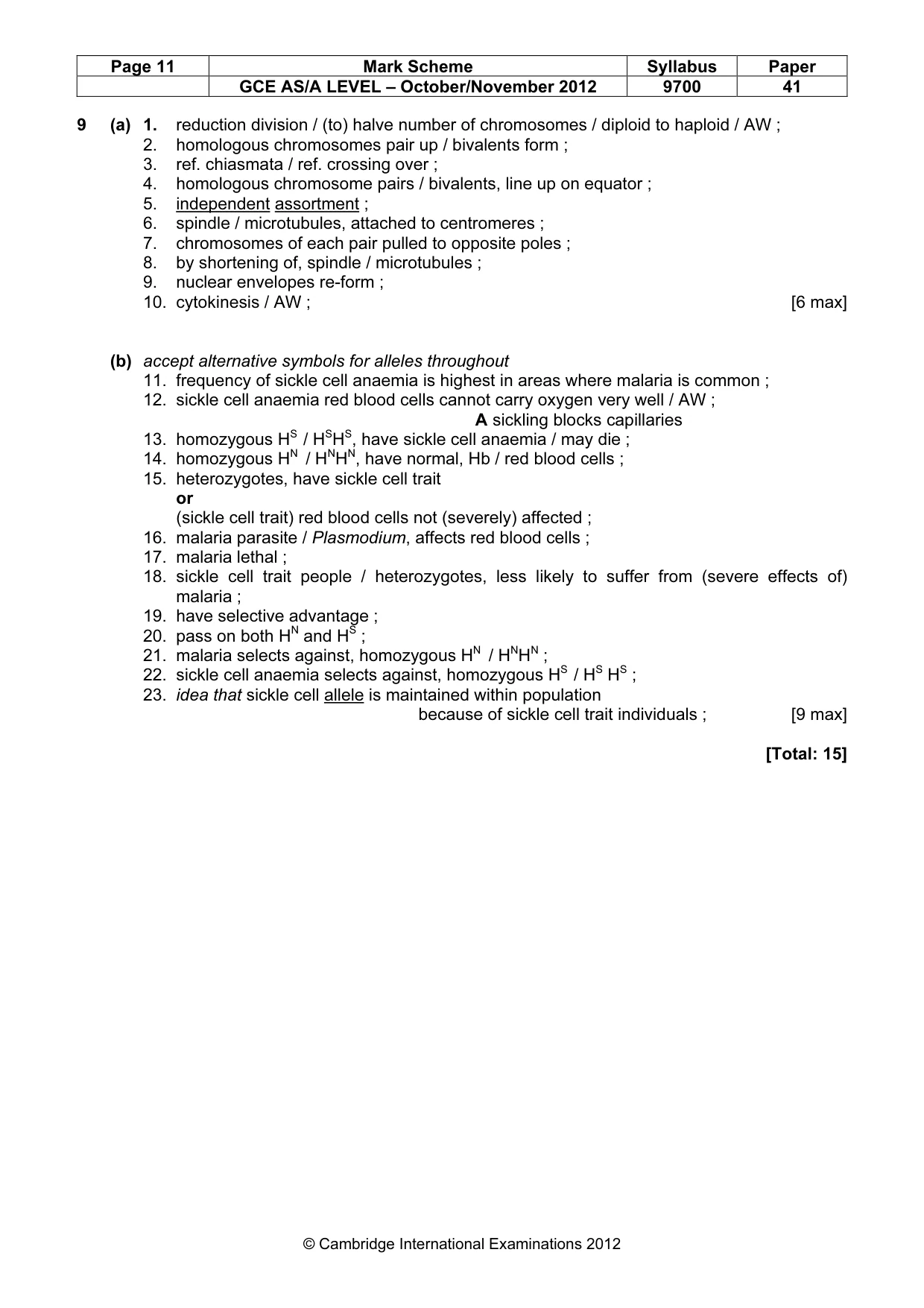Mark scheme, page 11 of 12