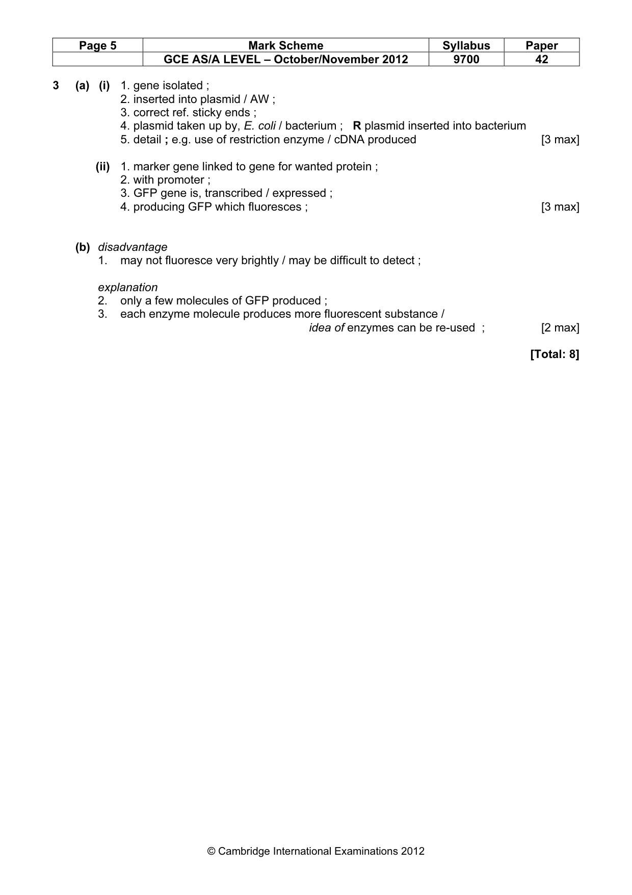 Mark scheme, page 5 of 12