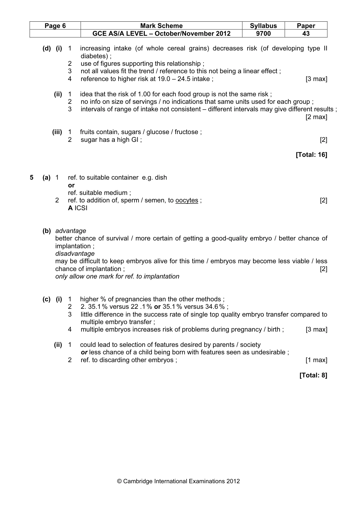 Mark scheme, page 6 of 10