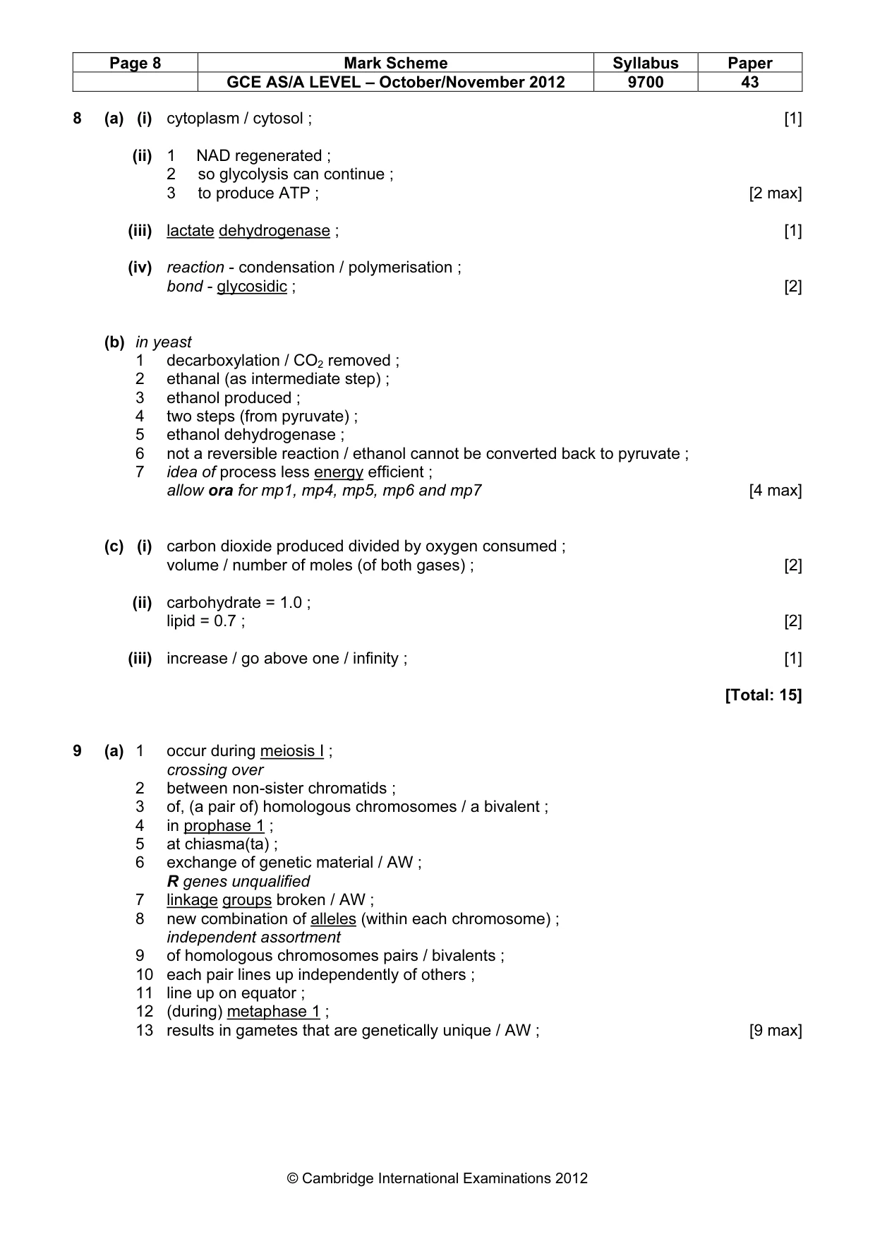 Mark scheme, page 8 of 10