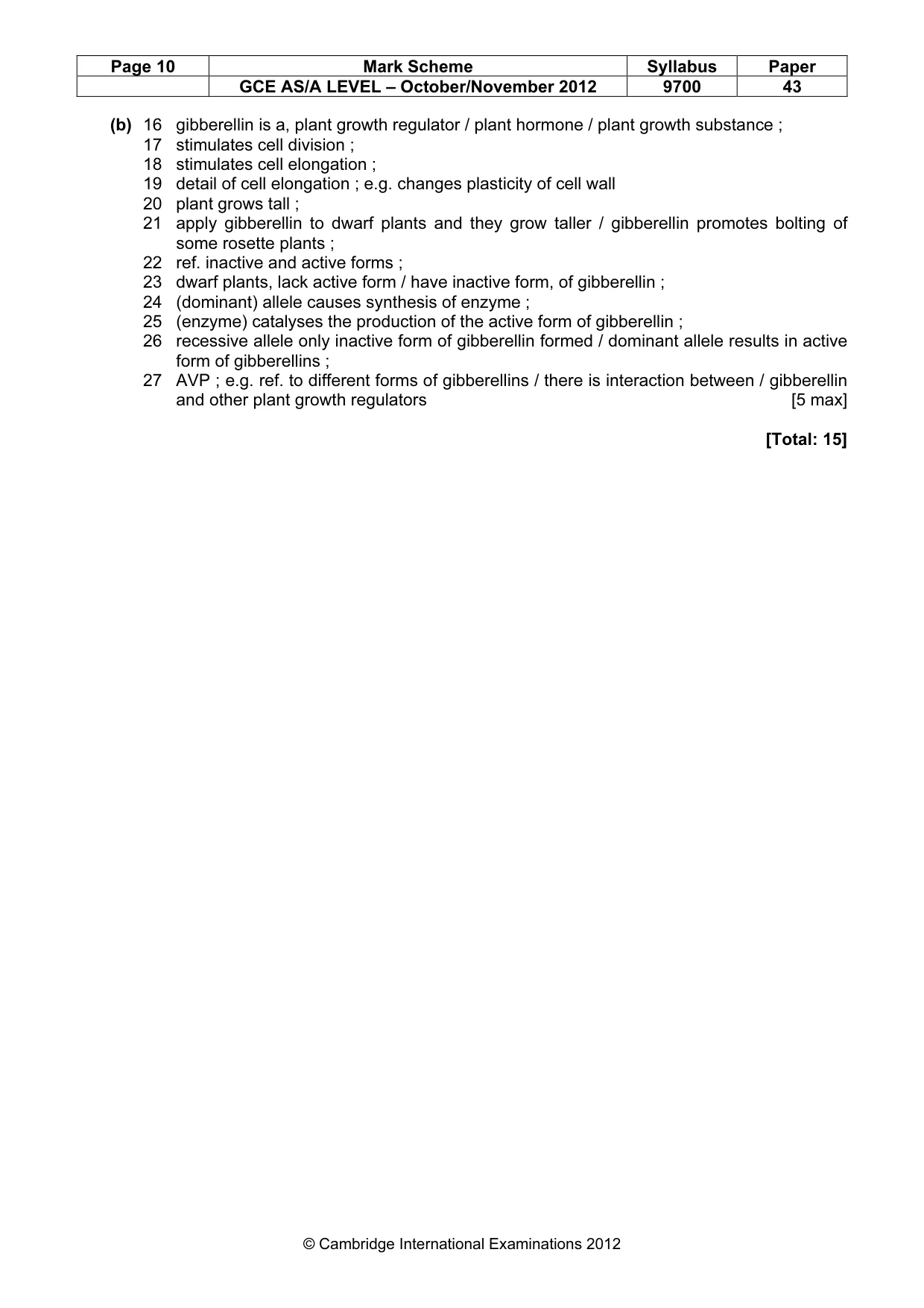 Mark scheme, page 10 of 10