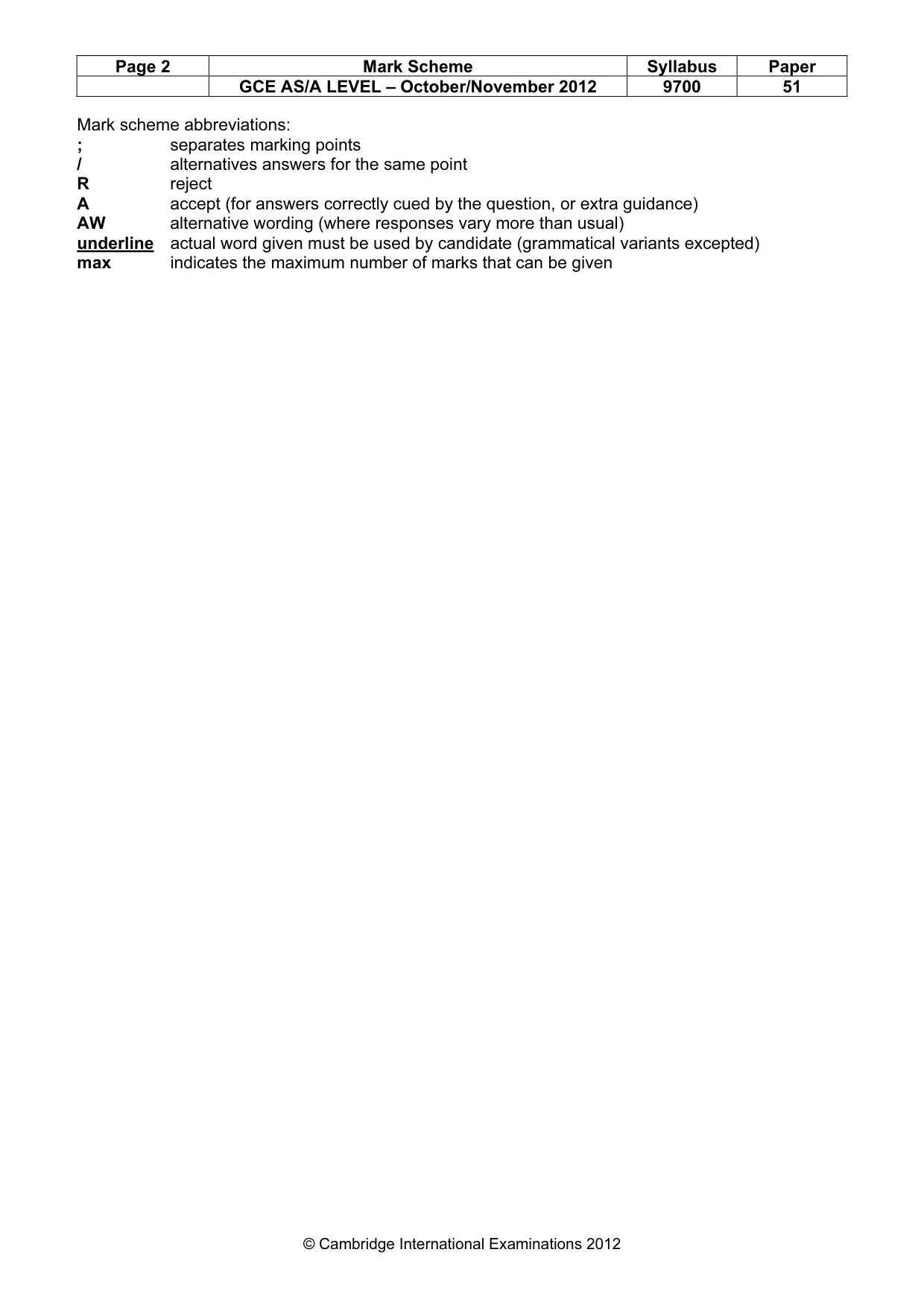 Mark scheme, page 2 of 6