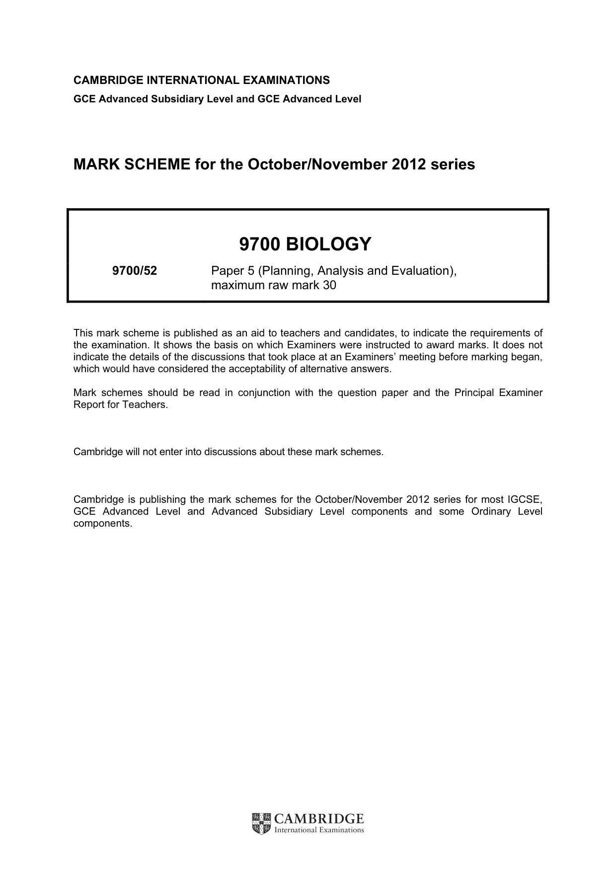 Mark scheme, page 1 of 6
