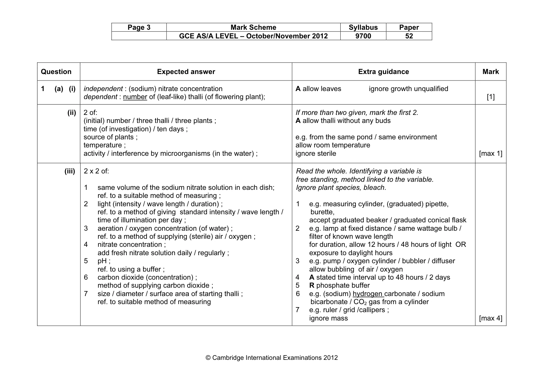 Mark scheme, page 3 of 6