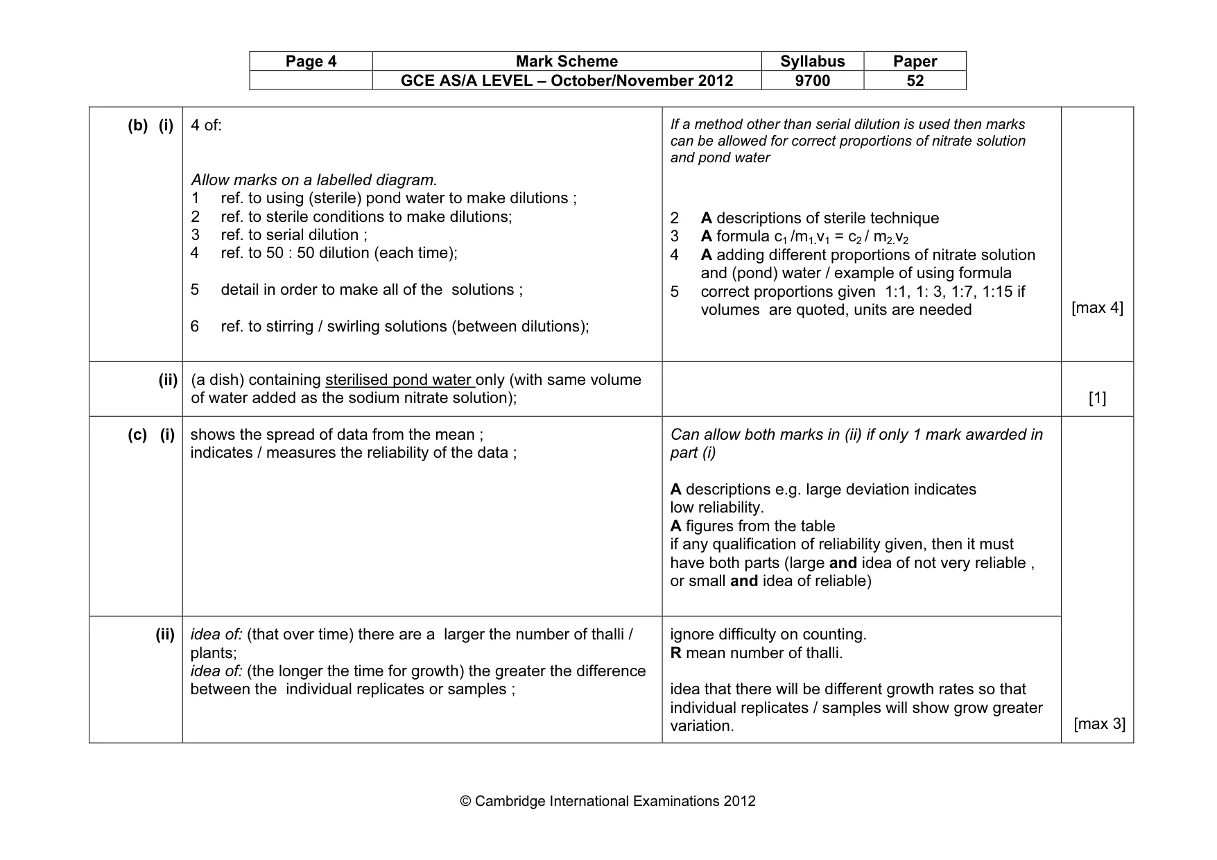 Mark scheme, page 4 of 6