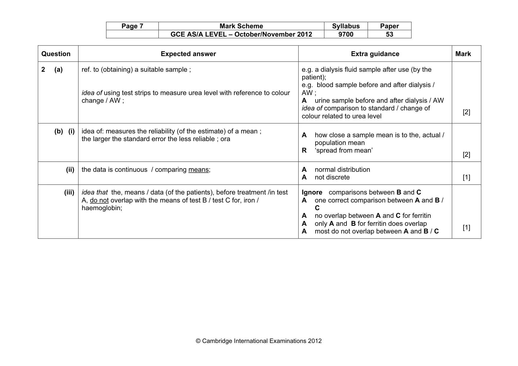Mark scheme, page 7 of 8