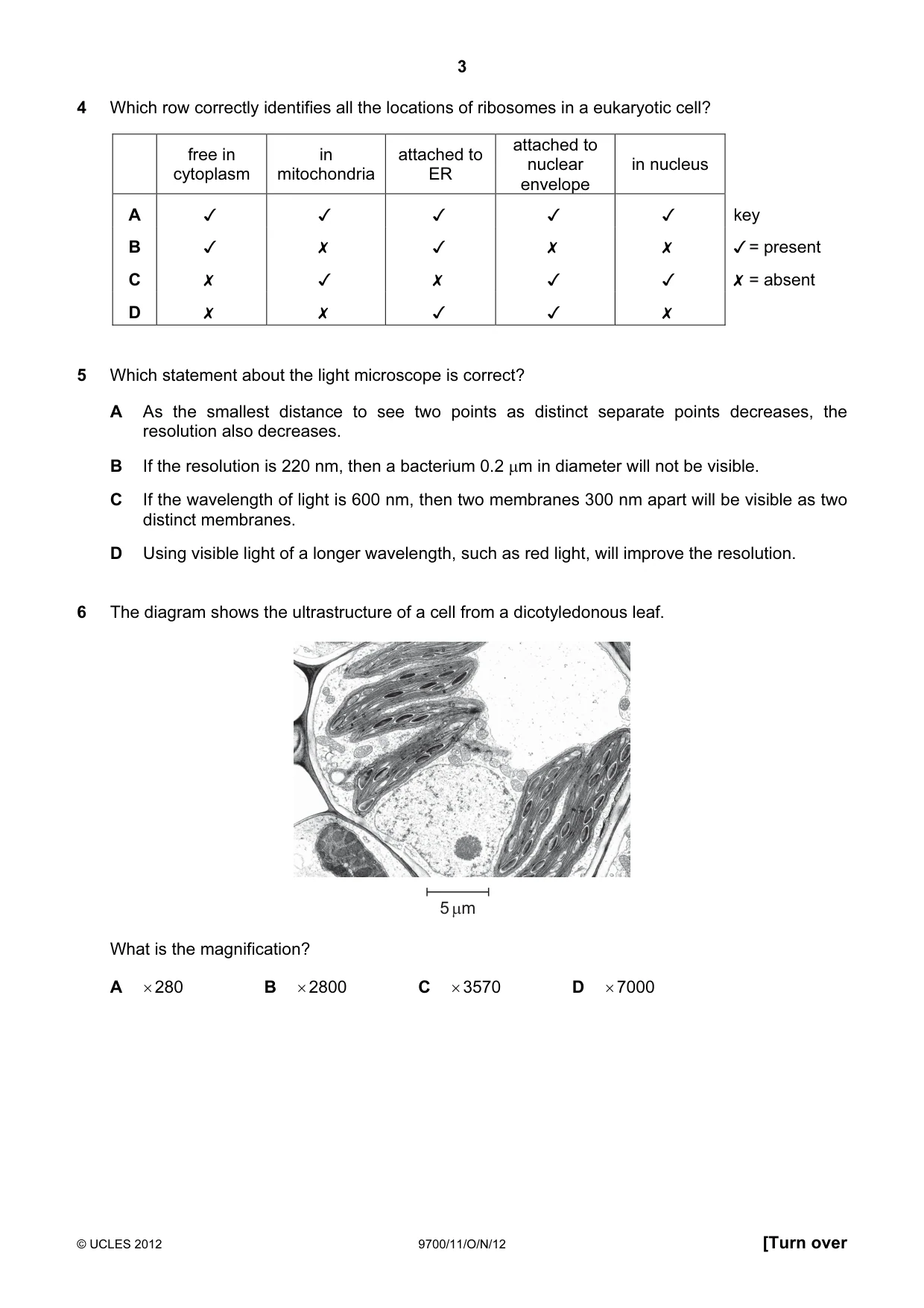 Cambridge A Level Biology 9700 2012 Oct/Nov Paper 1 · Variant 1 question paper, page 3 of 16