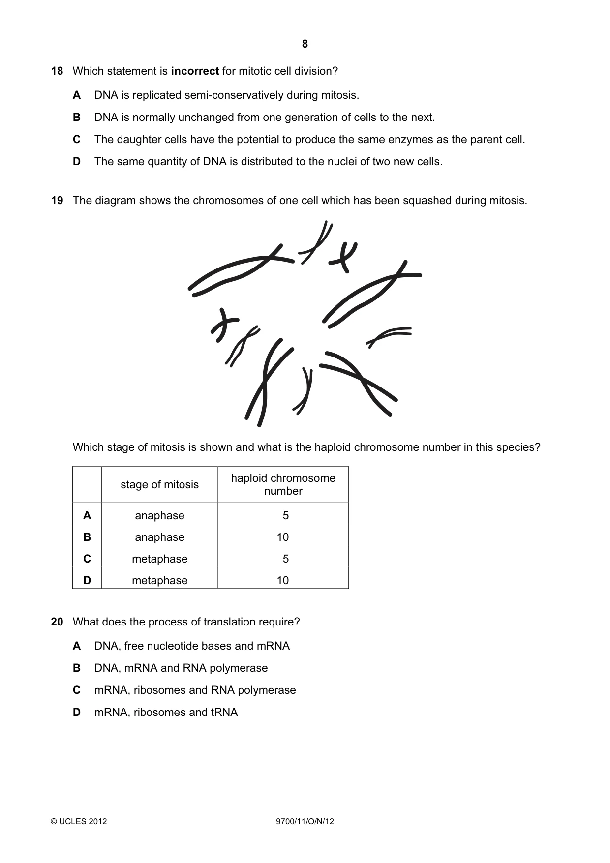 Cambridge A Level Biology 9700 2012 Oct/Nov Paper 1 · Variant 1 question paper, page 8 of 16