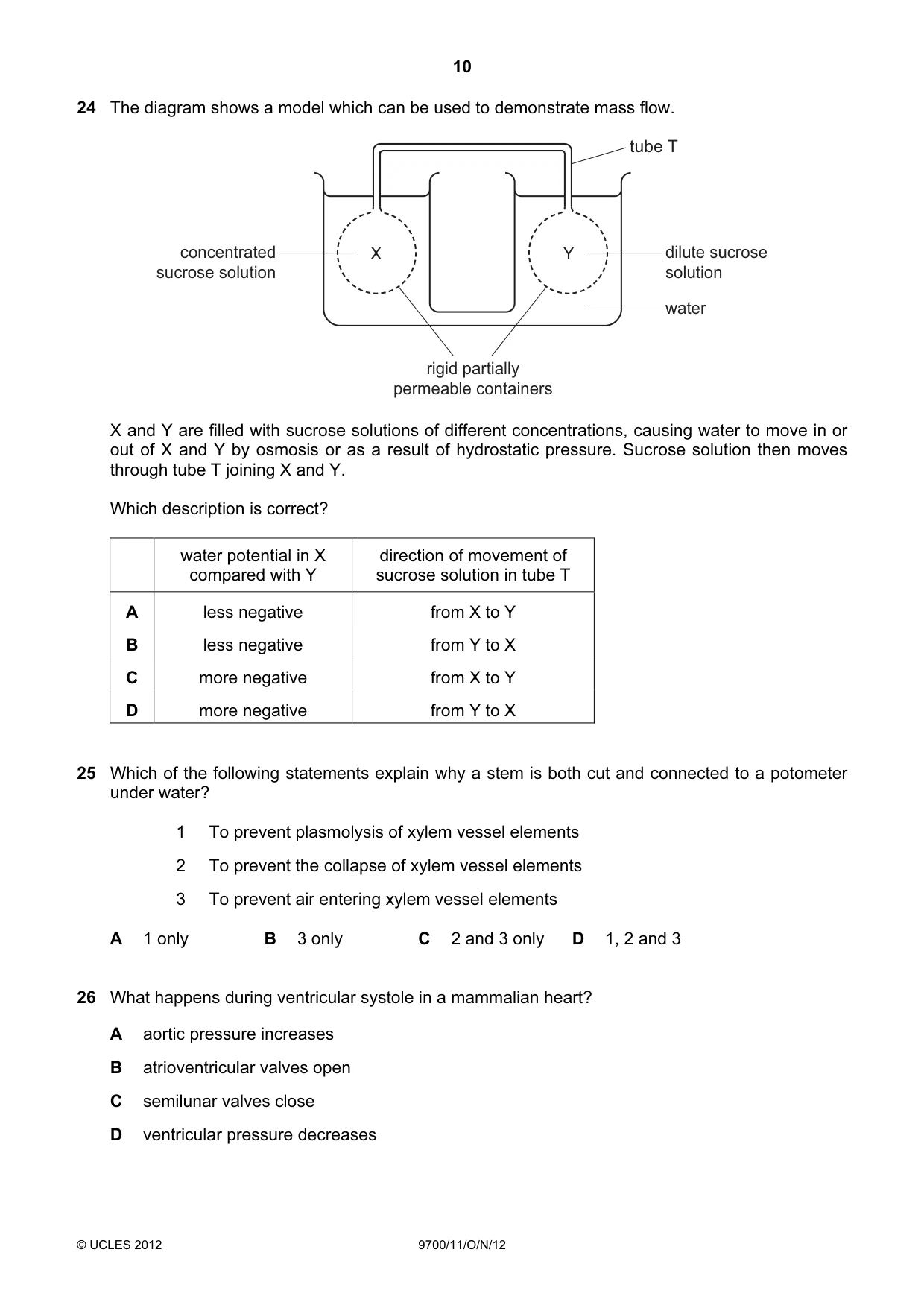 Cambridge A Level Biology 9700 2012 Oct/Nov Paper 1 · Variant 1 question paper, page 10 of 16