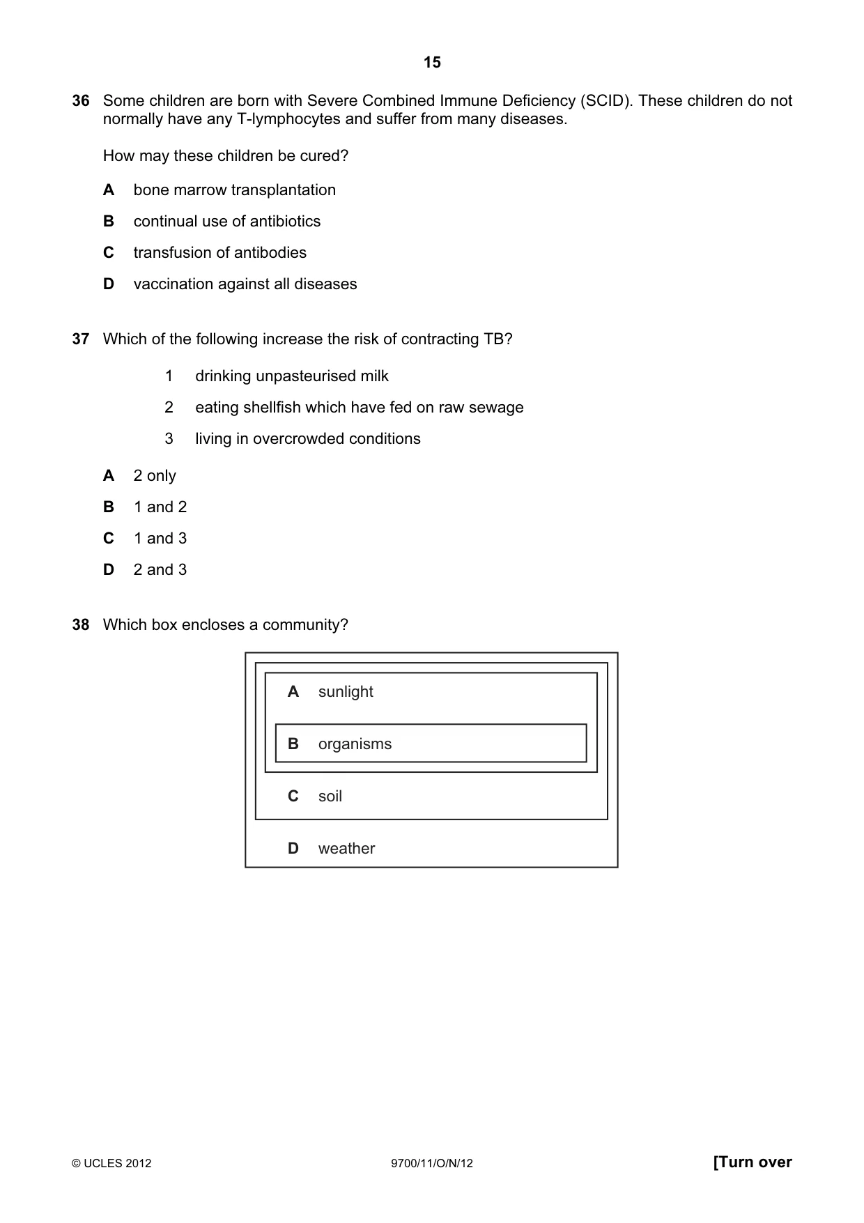 Cambridge A Level Biology 9700 2012 Oct/Nov Paper 1 · Variant 1 question paper, page 15 of 16