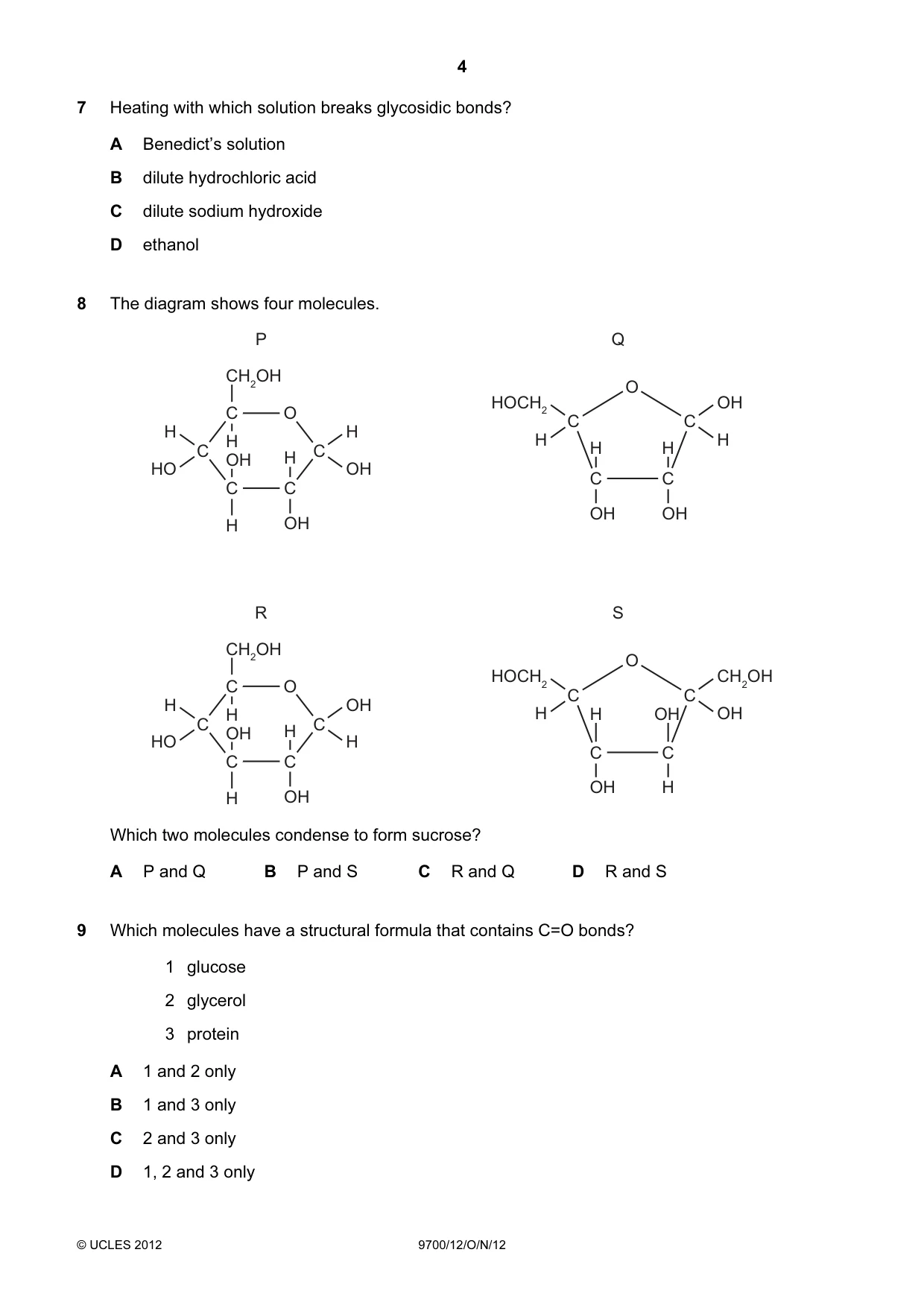 Cambridge A Level Biology 9700 2012 Oct/Nov Paper 1 · Variant 2 question paper, page 4 of 16