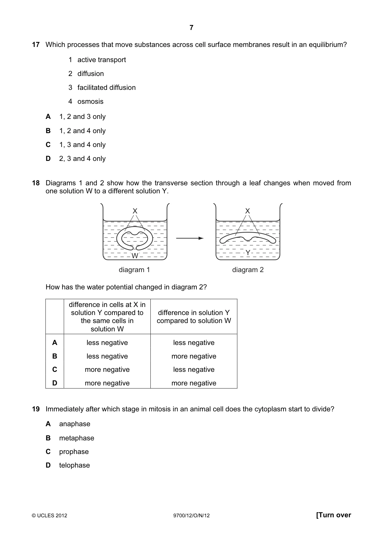 Cambridge A Level Biology 9700 2012 Oct/Nov Paper 1 · Variant 2 question paper, page 7 of 16