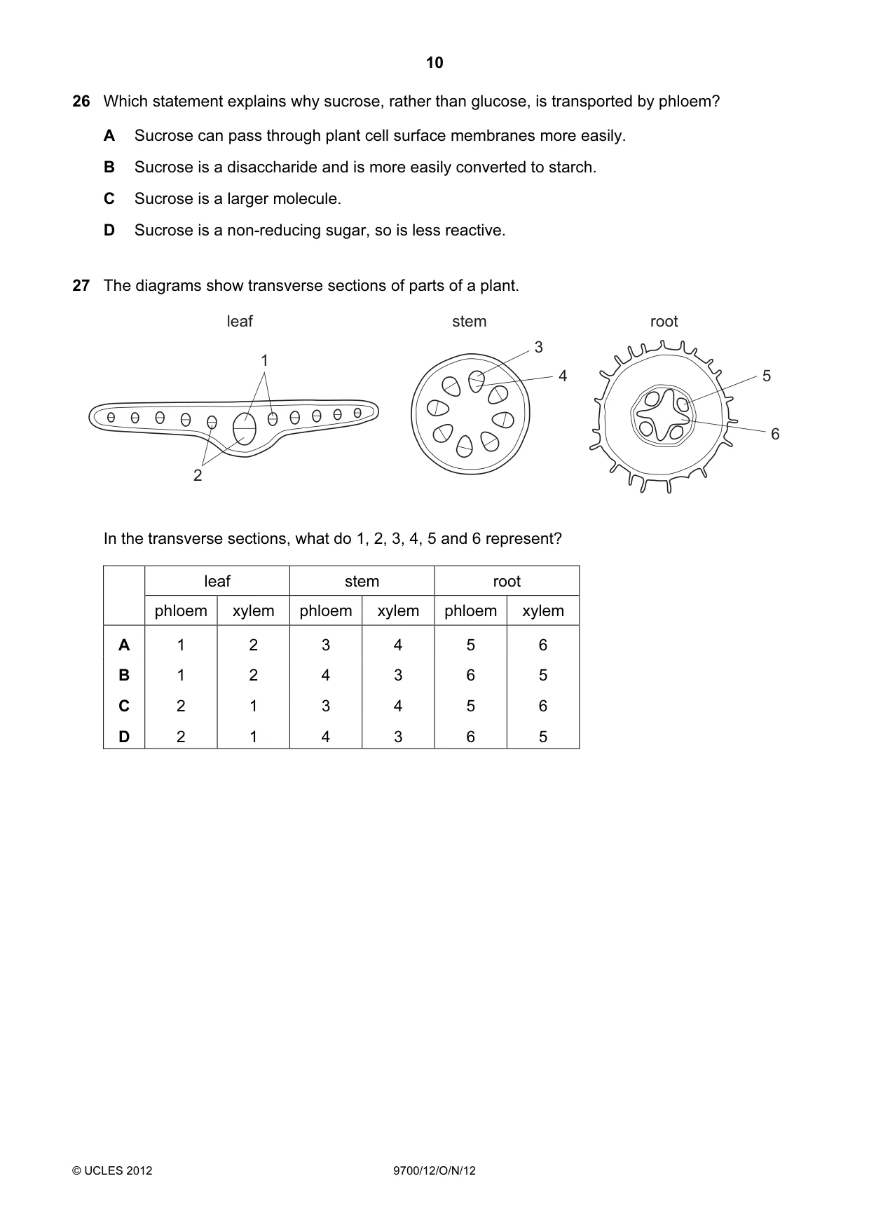 Cambridge A Level Biology 9700 2012 Oct/Nov Paper 1 · Variant 2 question paper, page 10 of 16