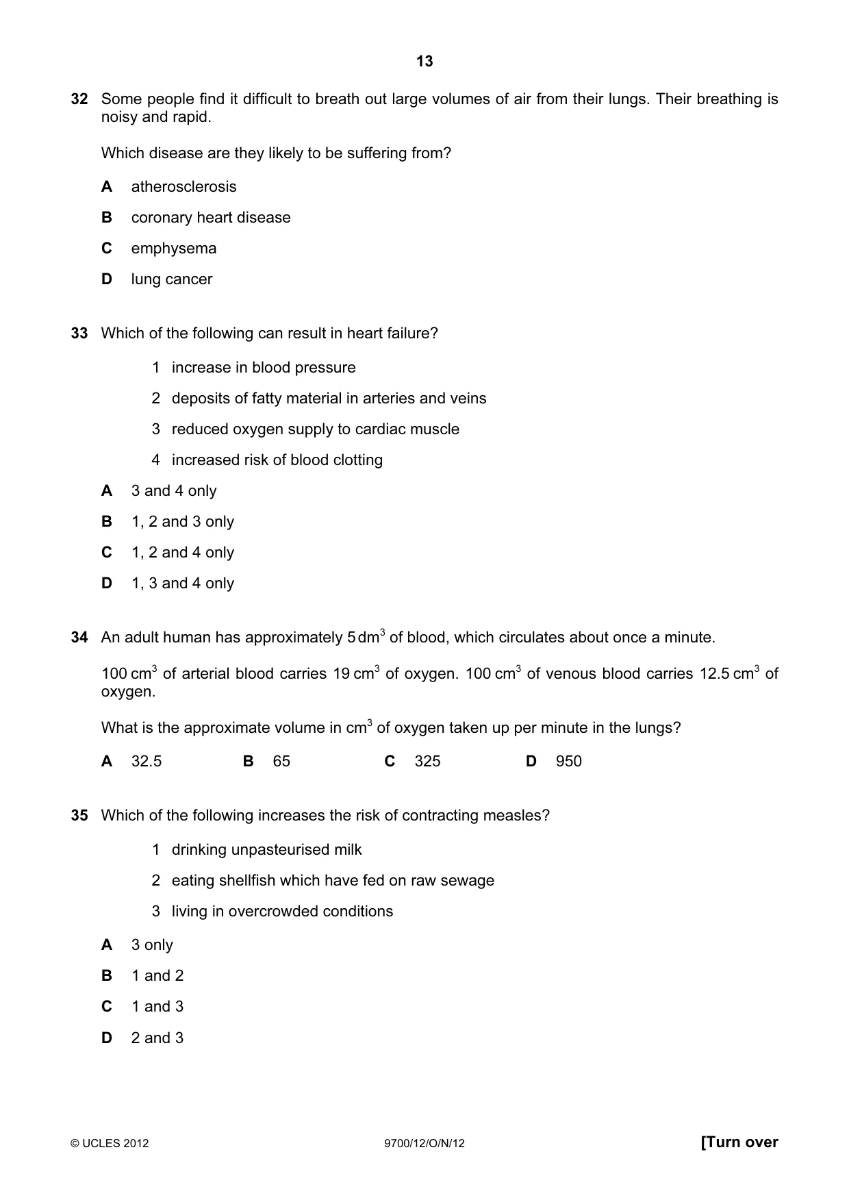 Cambridge A Level Biology 9700 2012 Oct/Nov Paper 1 · Variant 2 question paper, page 13 of 16