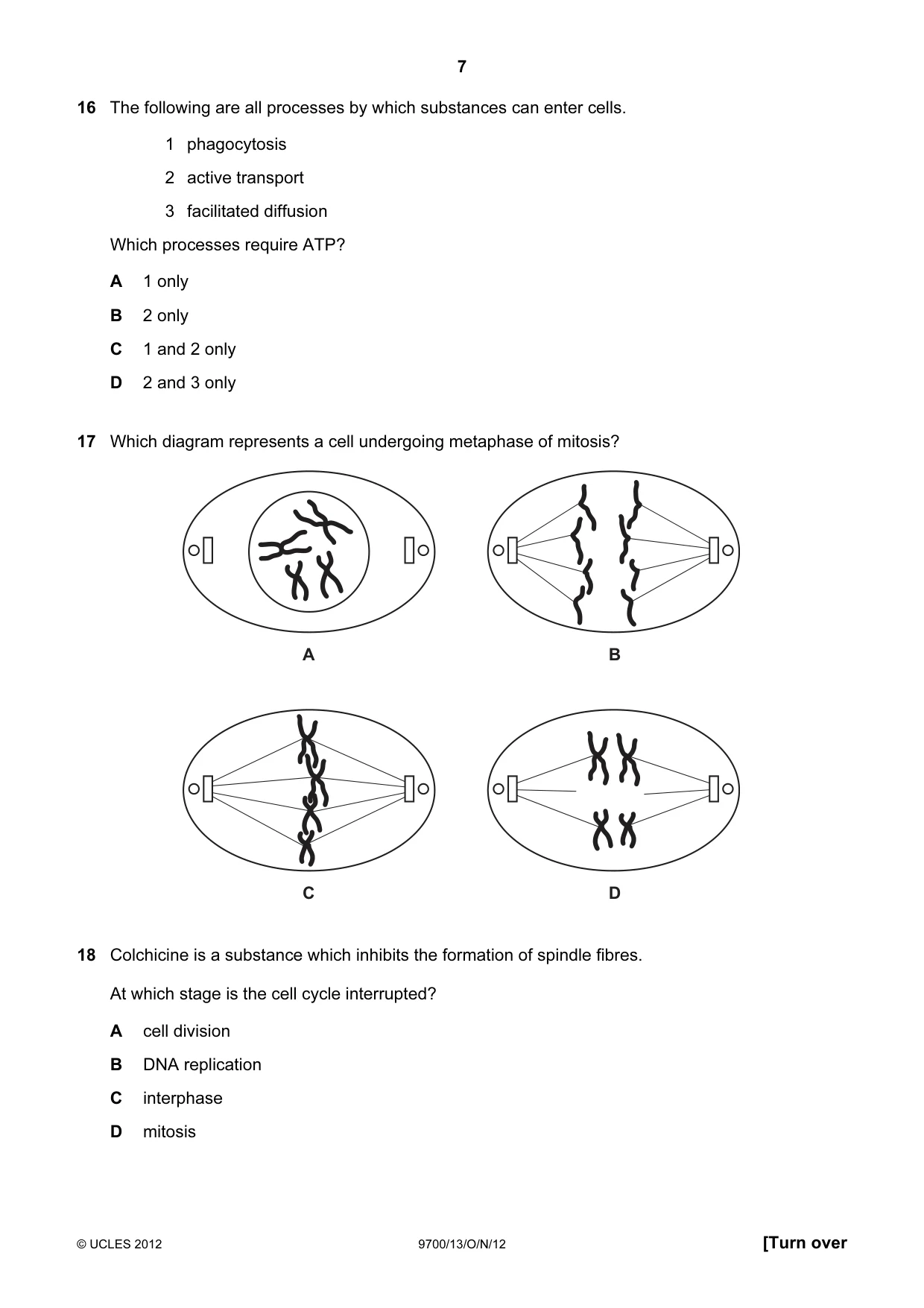 Cambridge A Level Biology 9700 2012 Oct/Nov Paper 1 · Variant 3 question paper, page 7 of 16