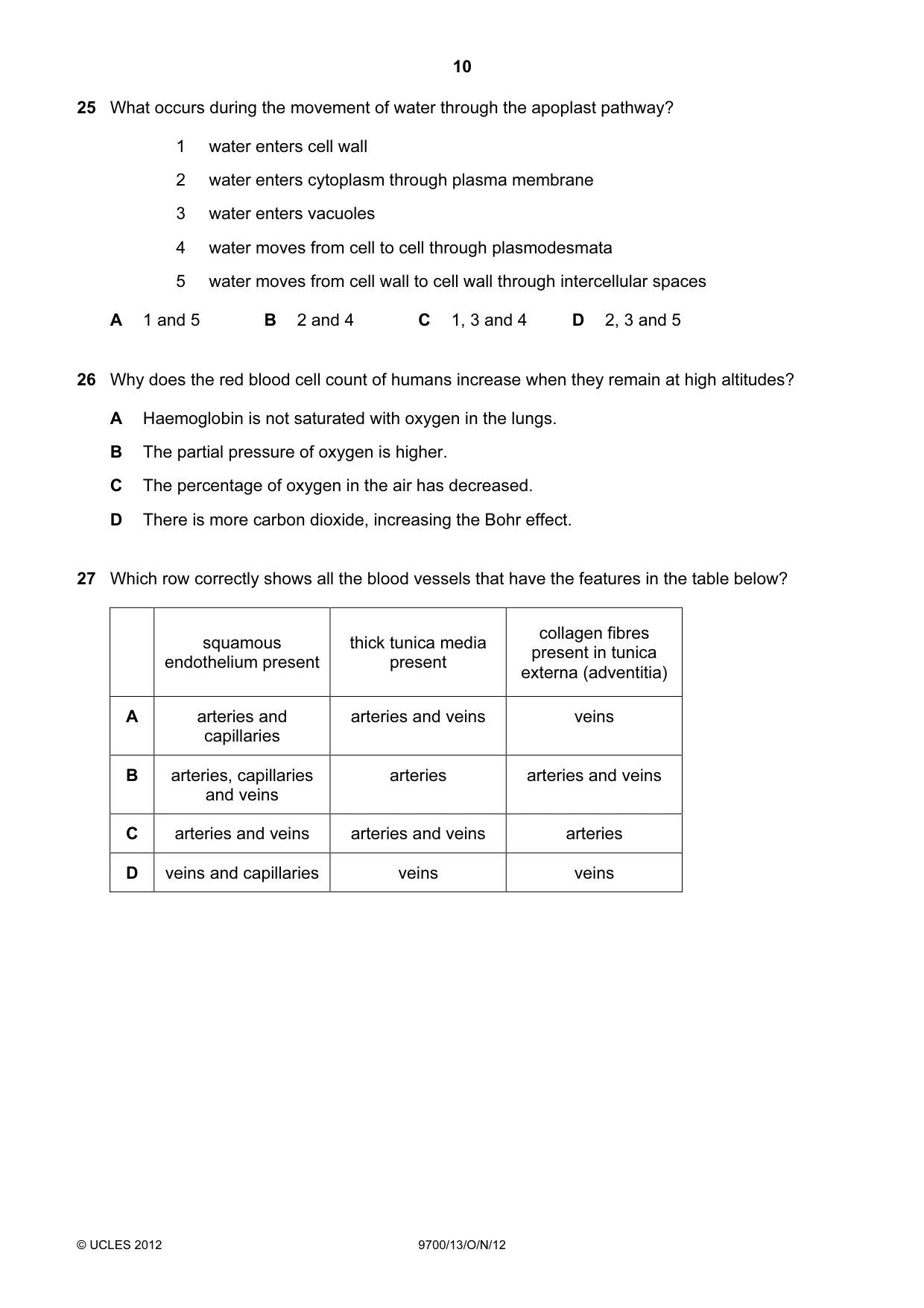 Cambridge A Level Biology 9700 2012 Oct/Nov Paper 1 · Variant 3 question paper, page 10 of 16