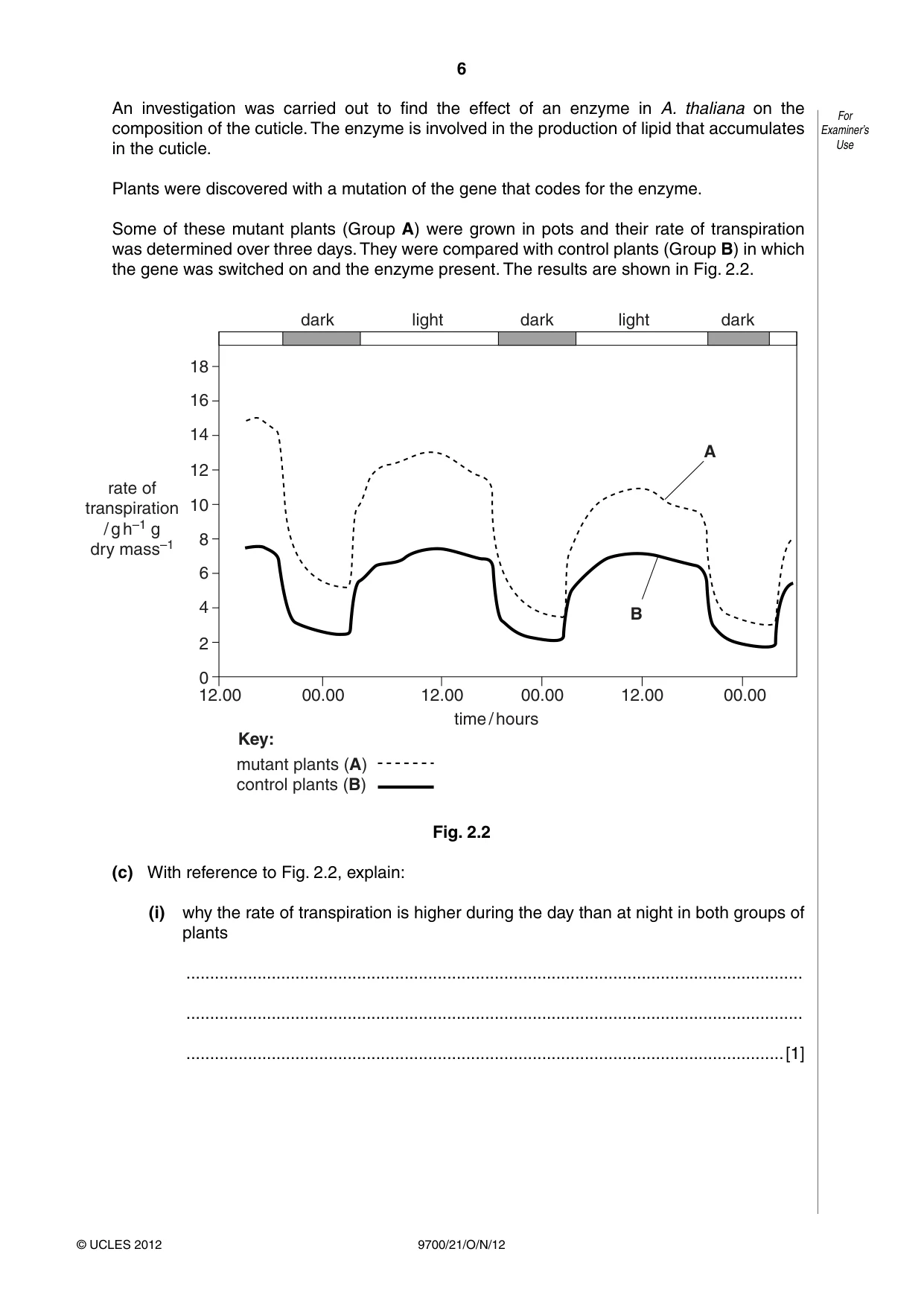 Cambridge A Level Biology 9700 2012 Oct/Nov Paper 2 · Variant 1 question paper, page 6 of 16