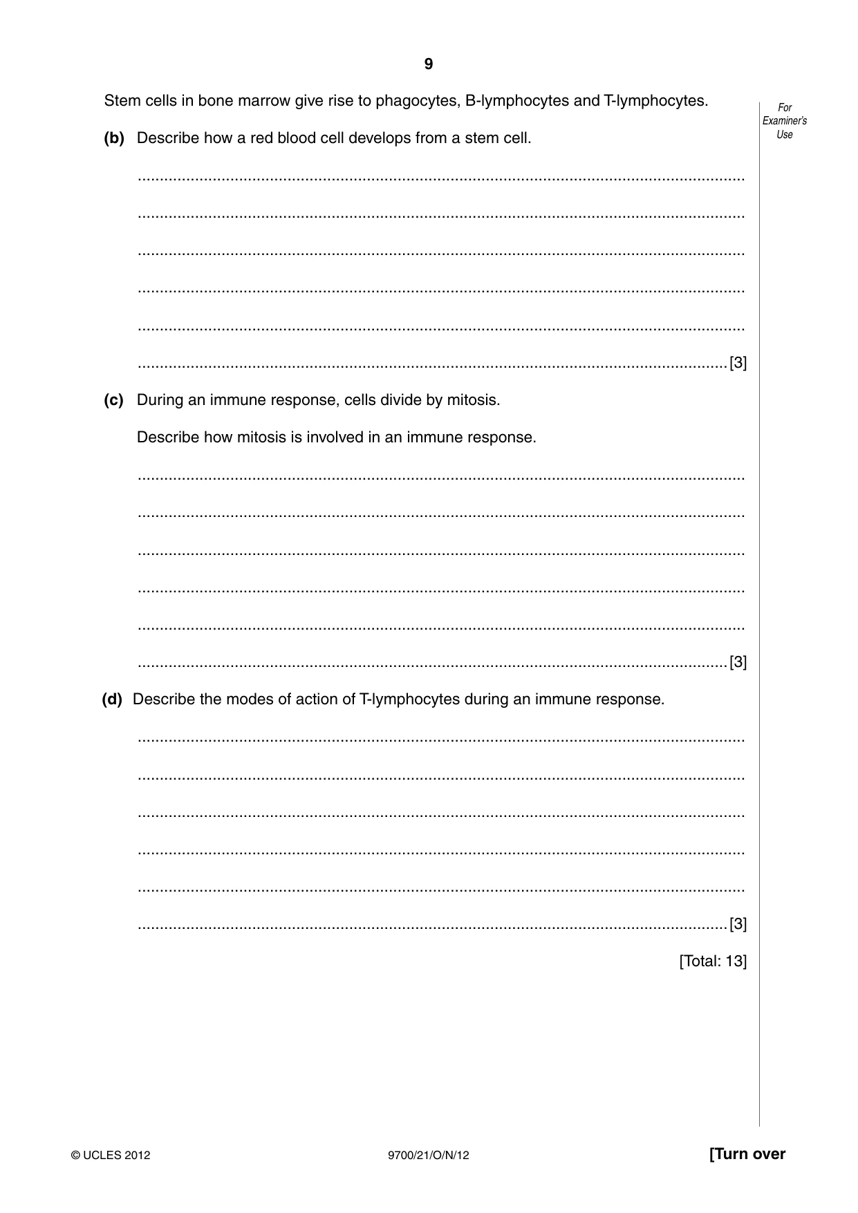 Cambridge A Level Biology 9700 2012 Oct/Nov Paper 2 · Variant 1 question paper, page 9 of 16