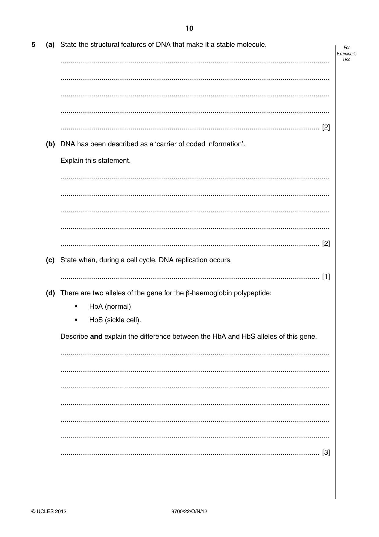 Cambridge A Level Biology 9700 2012 Oct/Nov Paper 2 · Variant 2 question paper, page 10 of 16