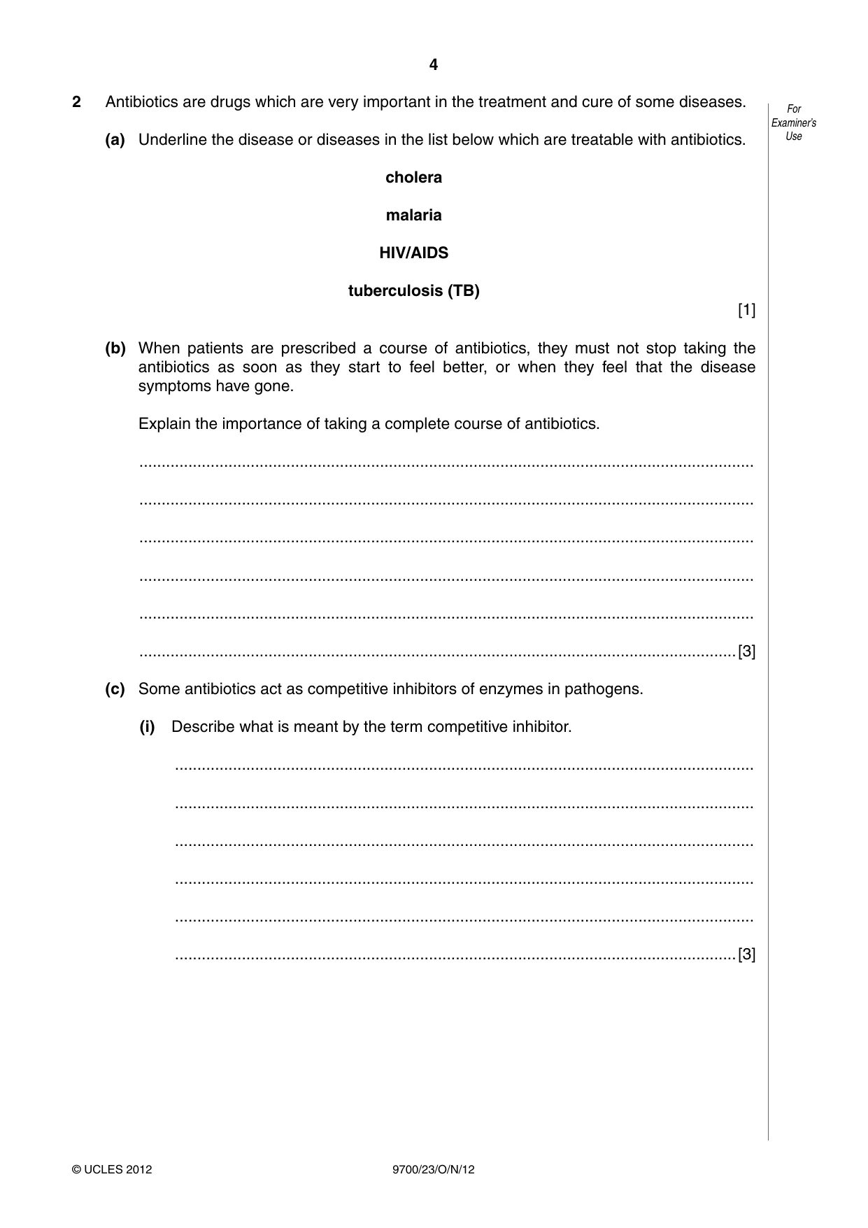 Cambridge A Level Biology 9700 2012 Oct/Nov Paper 2 · Variant 3 question paper, page 4 of 16