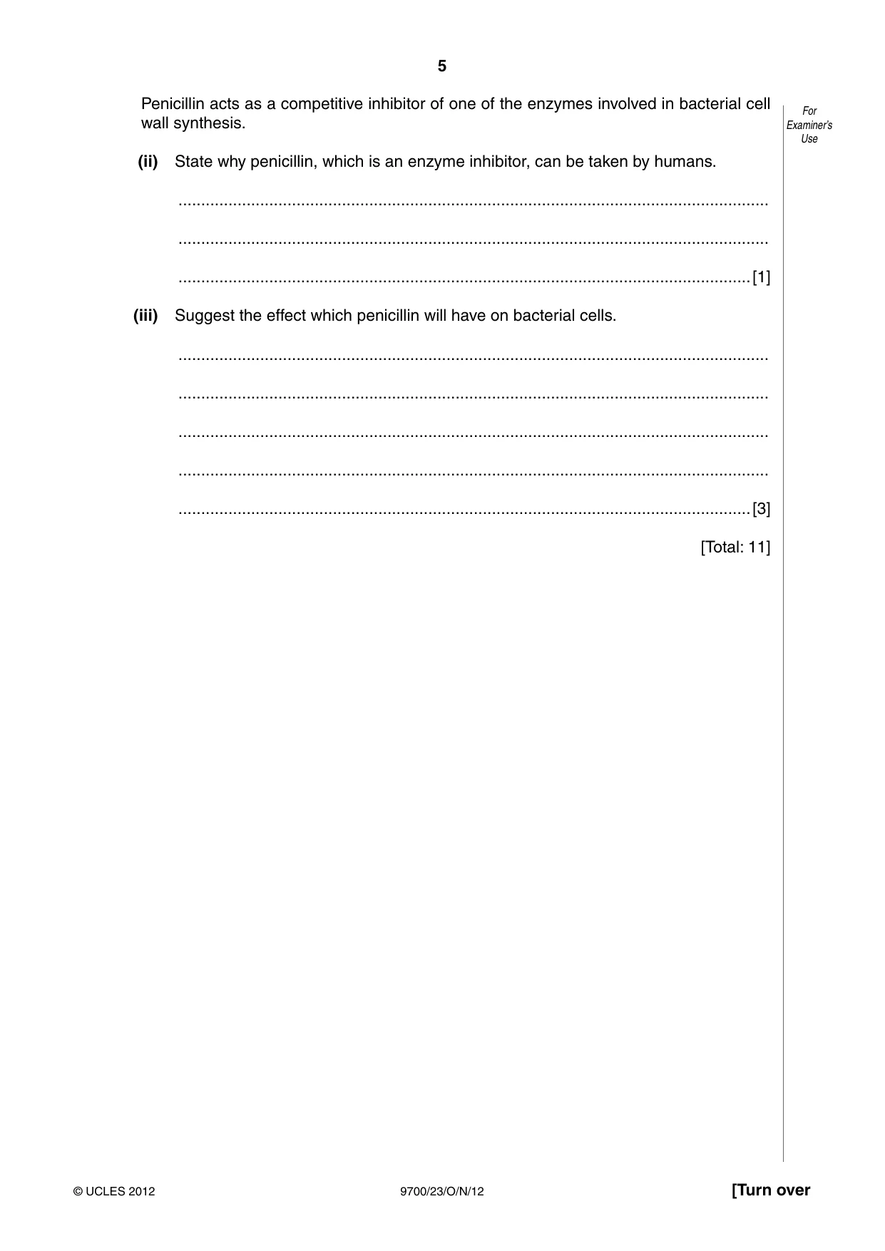 Cambridge A Level Biology 9700 2012 Oct/Nov Paper 2 · Variant 3 question paper, page 5 of 16