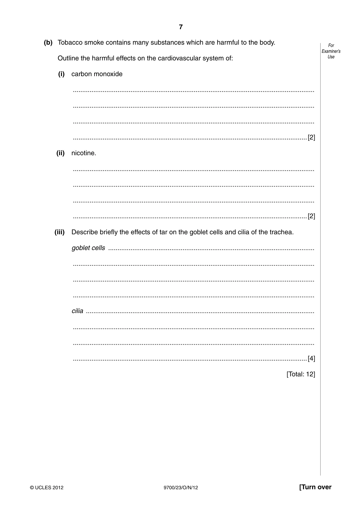 Cambridge A Level Biology 9700 2012 Oct/Nov Paper 2 · Variant 3 question paper, page 7 of 16