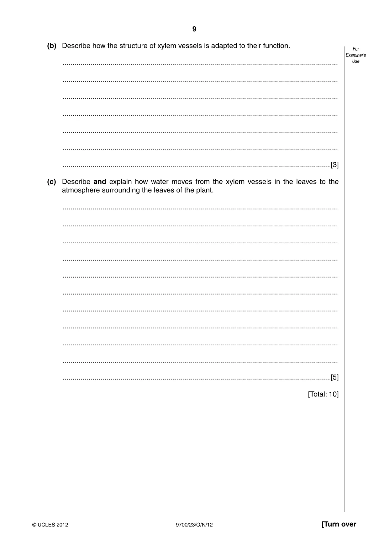 Cambridge A Level Biology 9700 2012 Oct/Nov Paper 2 · Variant 3 question paper, page 9 of 16
