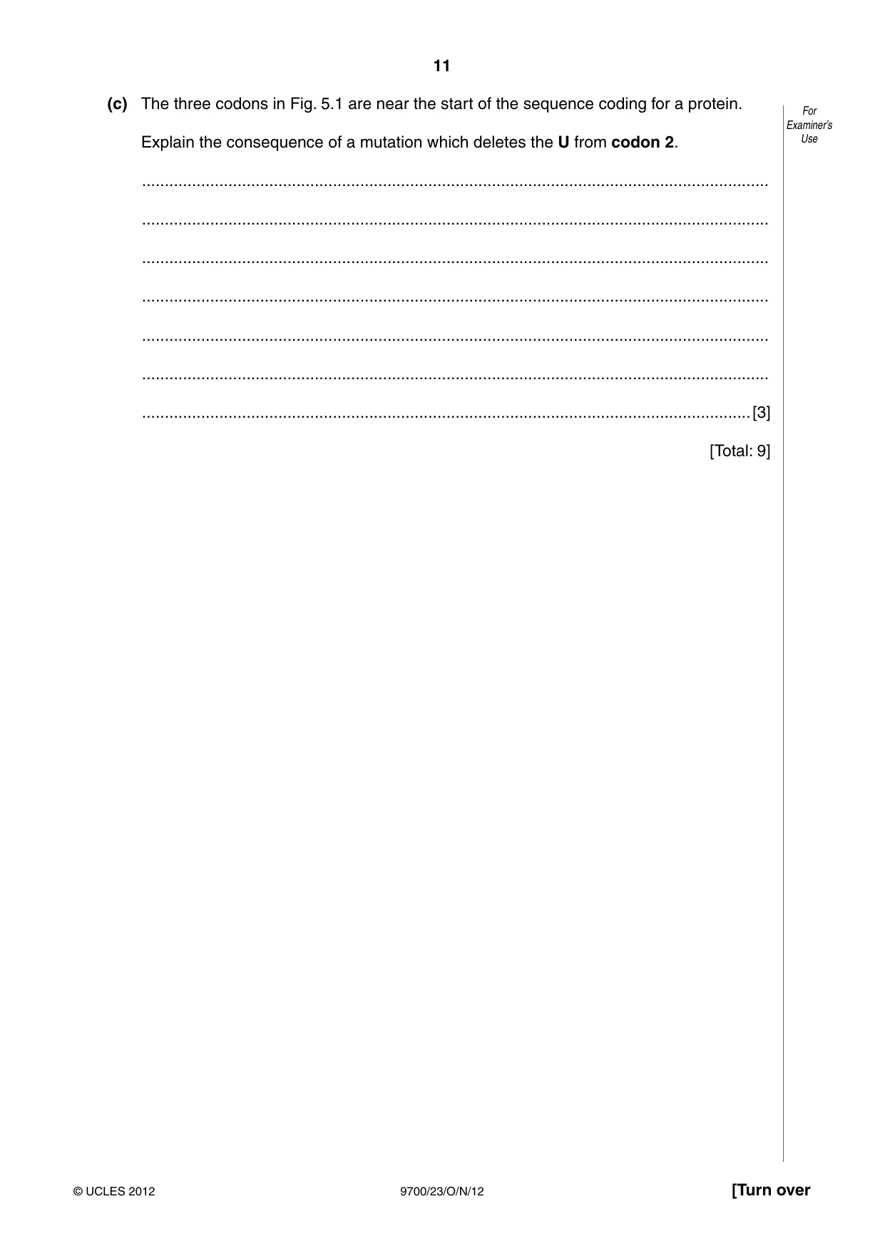 Cambridge A Level Biology 9700 2012 Oct/Nov Paper 2 · Variant 3 question paper, page 11 of 16