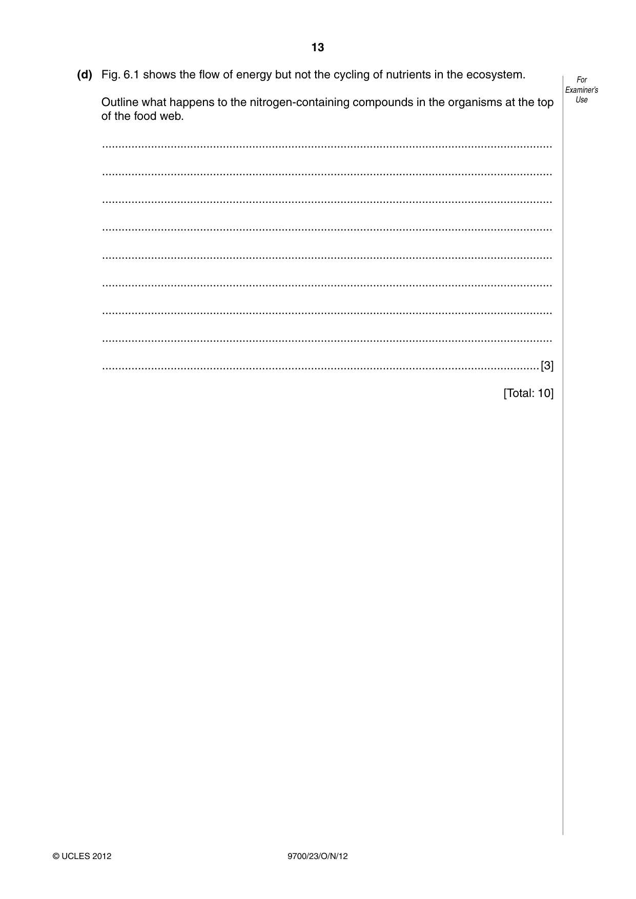 Cambridge A Level Biology 9700 2012 Oct/Nov Paper 2 · Variant 3 question paper, page 13 of 16