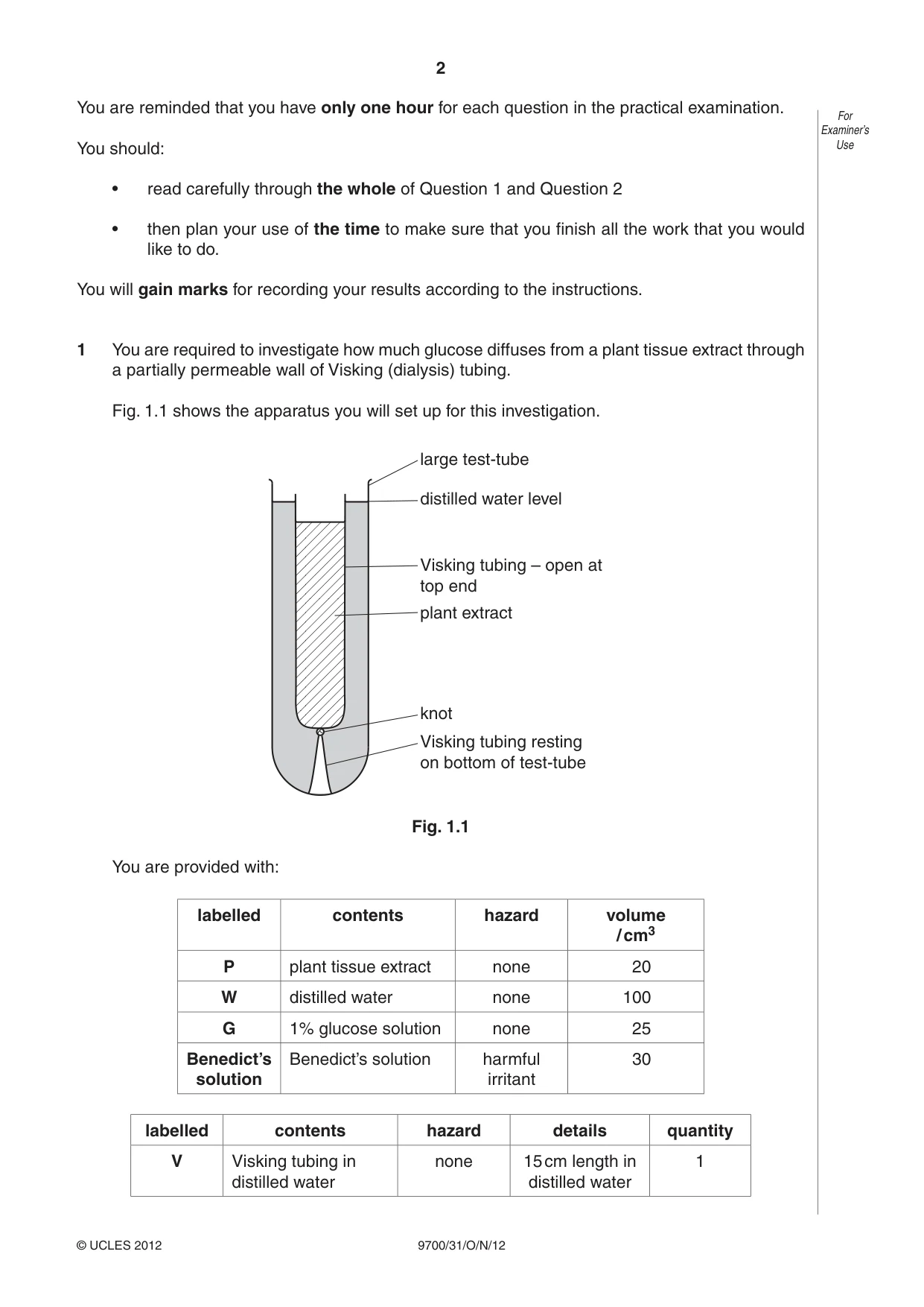 Cambridge A Level Biology 9700 2012 Oct/Nov Paper 3 · Variant 1 question paper, page 2 of 12