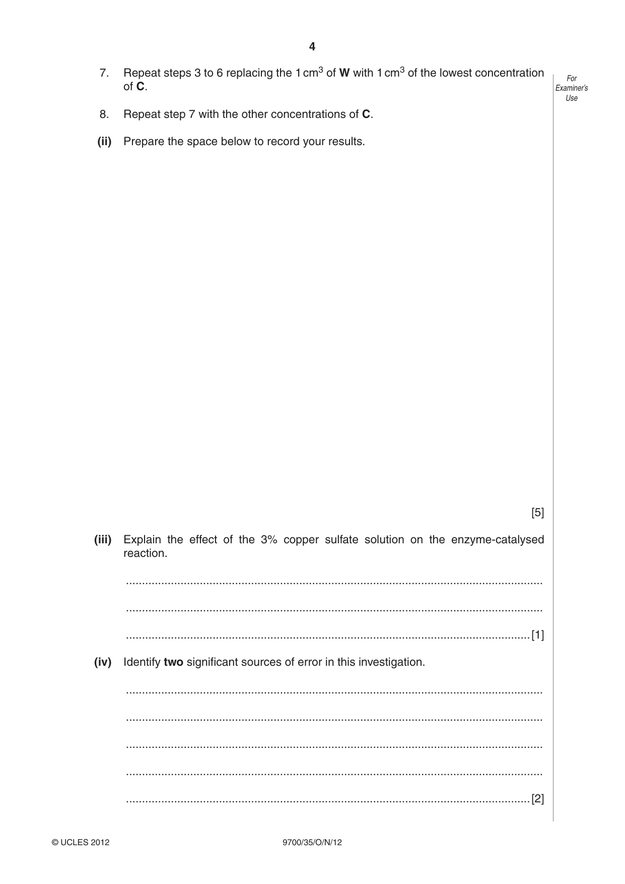 Cambridge A Level Biology 9700 2012 Oct/Nov Paper 3 · Variant 5 question paper, page 4 of 12