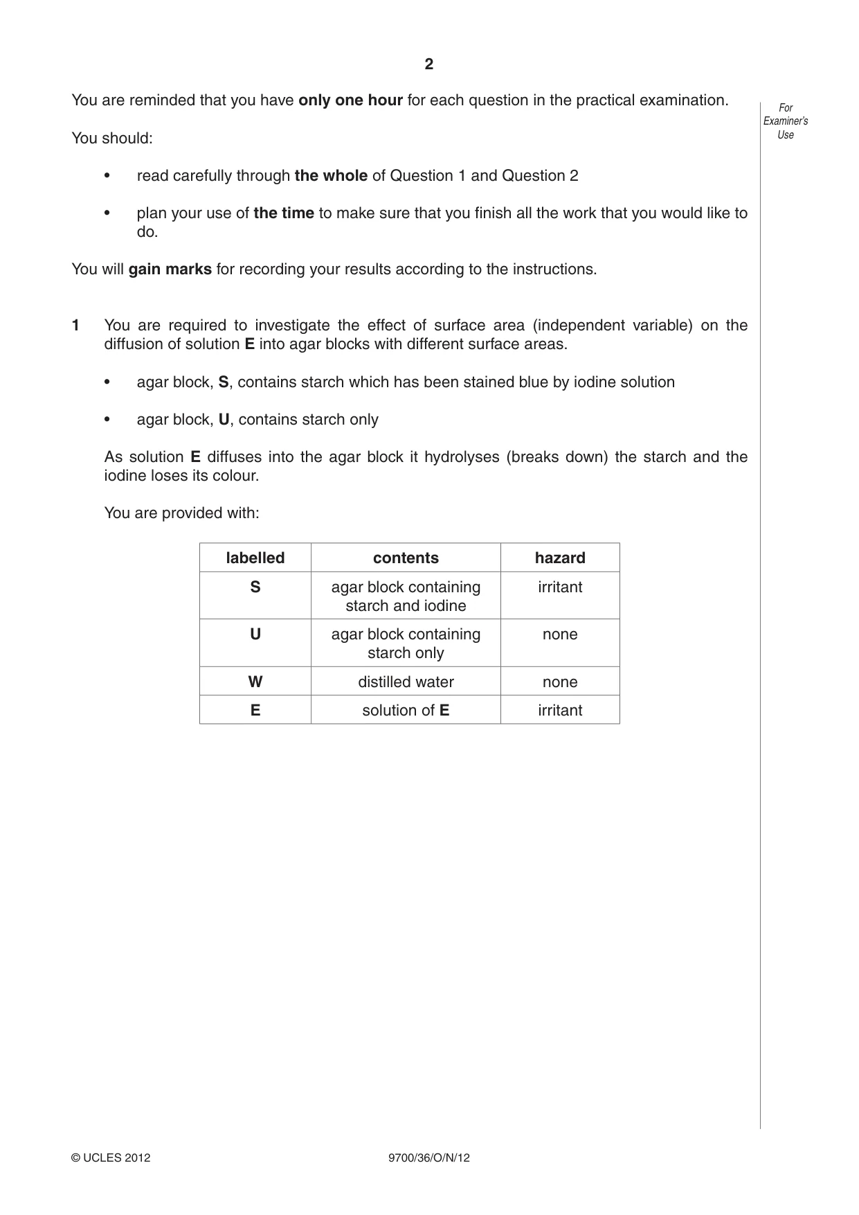 Cambridge A Level Biology 9700 2012 Oct/Nov Paper 3 · Variant 6 question paper, page 2 of 12